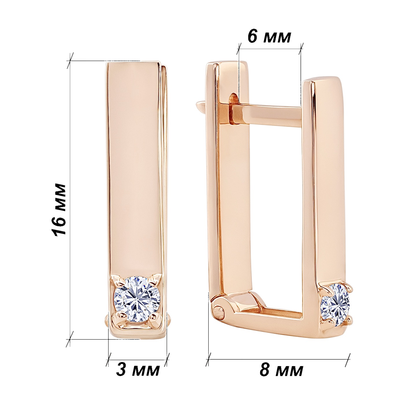 картинка Сережки із червоного золота з фіанітом, 10492269