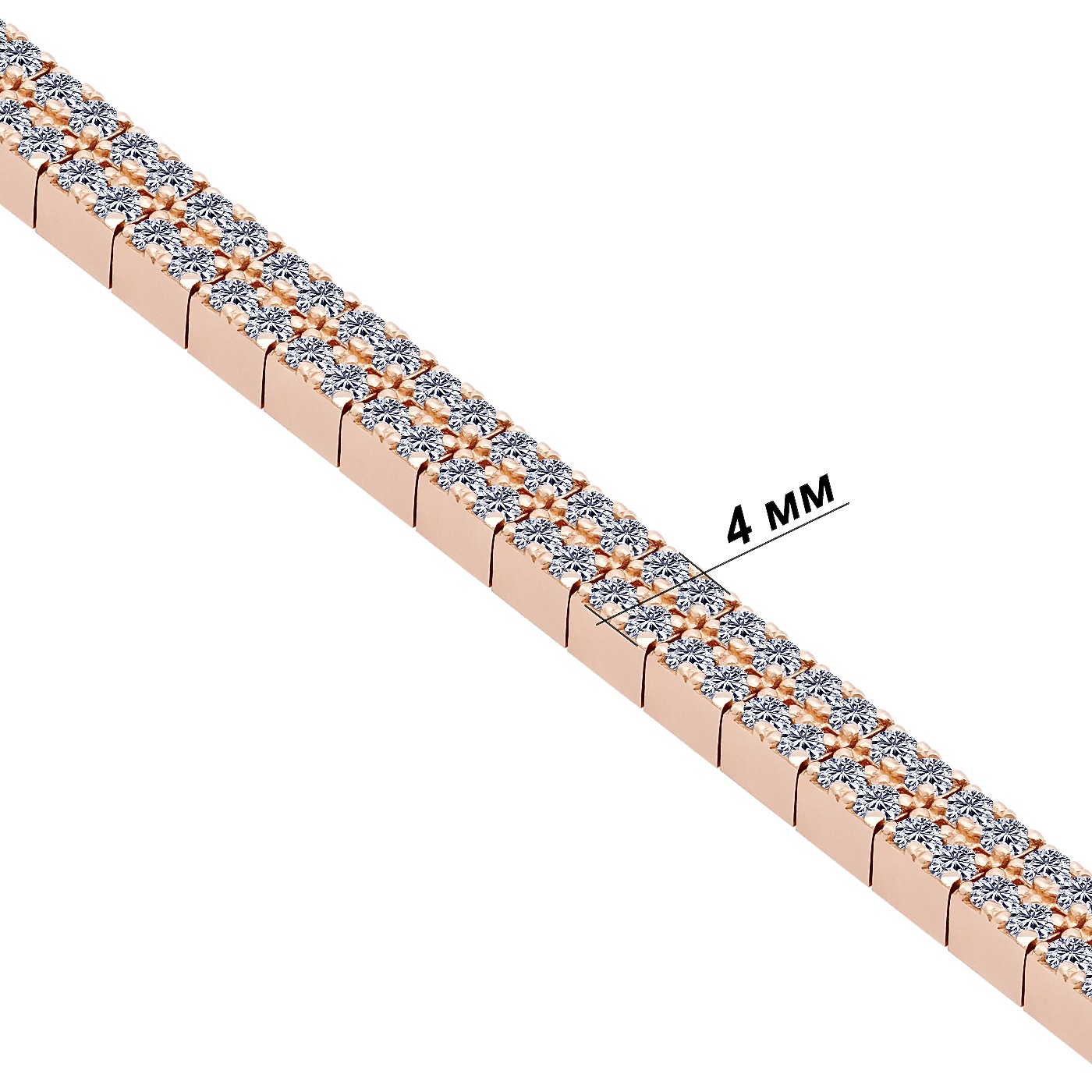 картинка Браслет с дорожкой фианитов из красного золота, 10410154