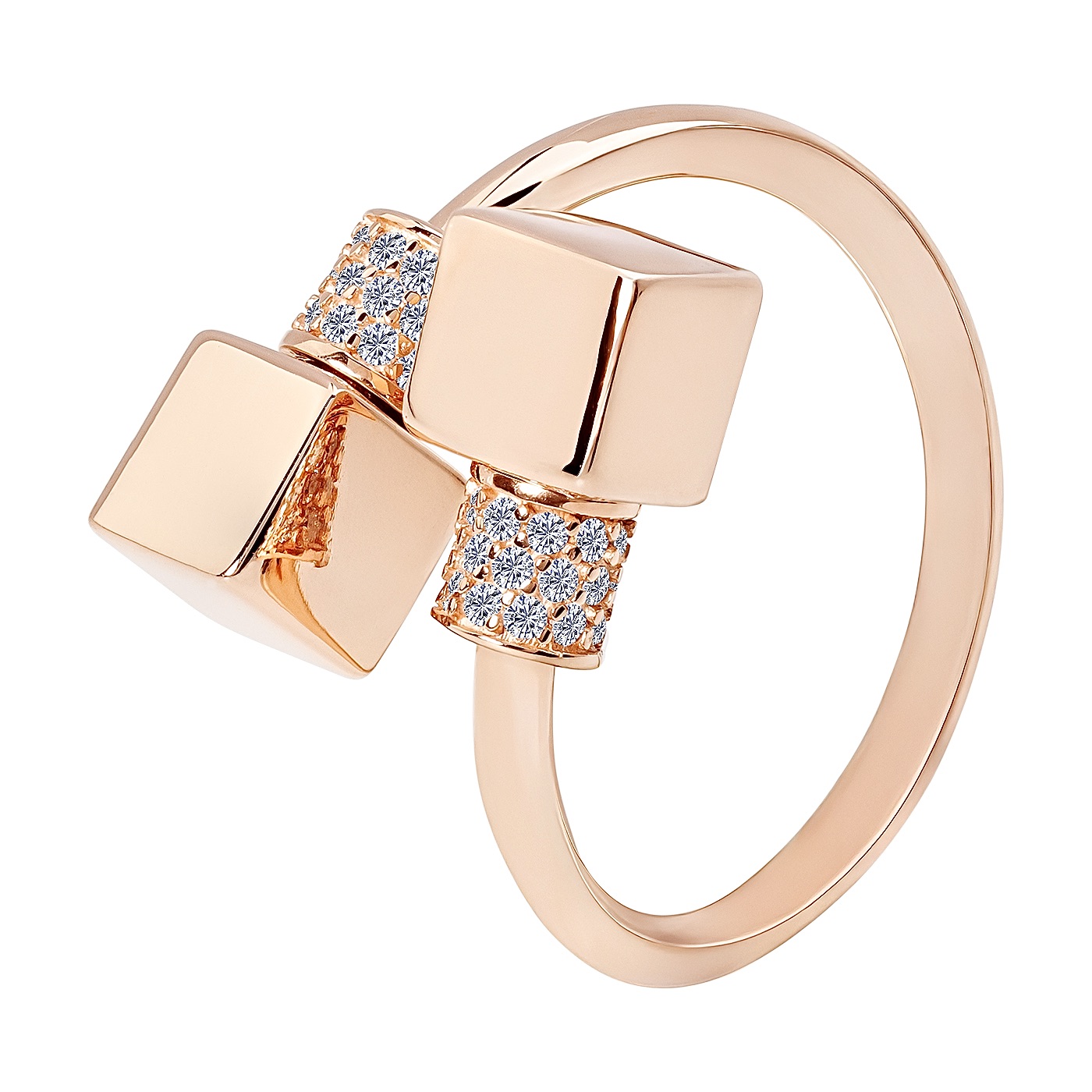 картинка Каблучка із червоного золота "Куб", 10530615