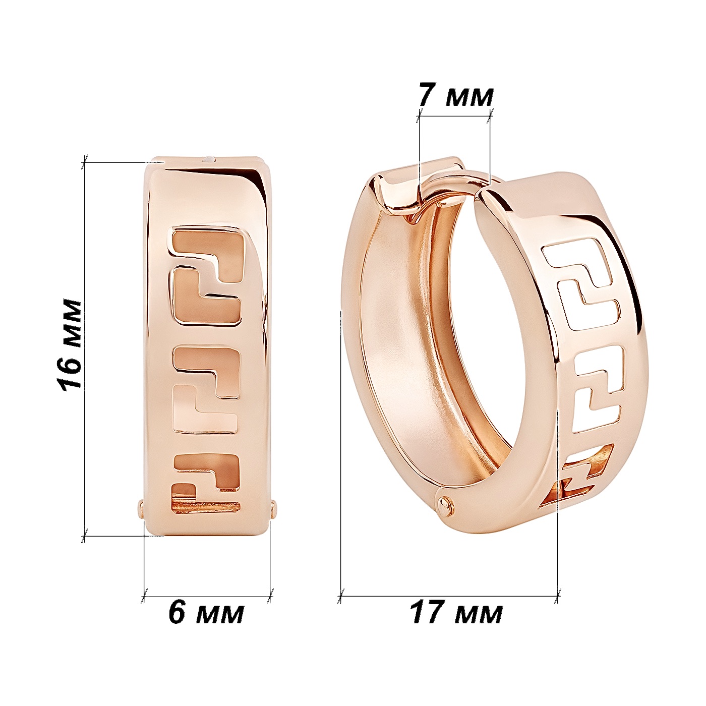 картинка Серьги конго "Олимпия" из красного золота с орнаментом, 10235518