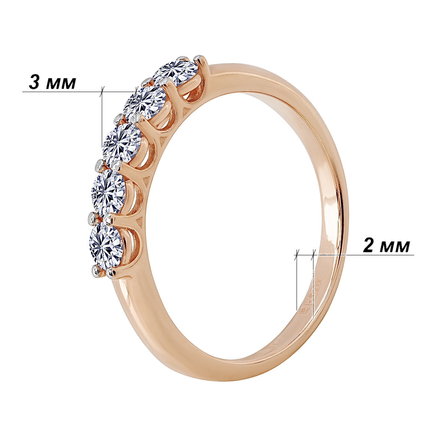 картинка Каблучка із червоного золота з діамантами, 10494348