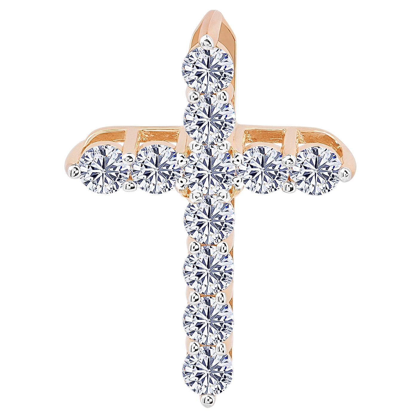 картинка Хрестик із червоного золота з діамантами, 10528668