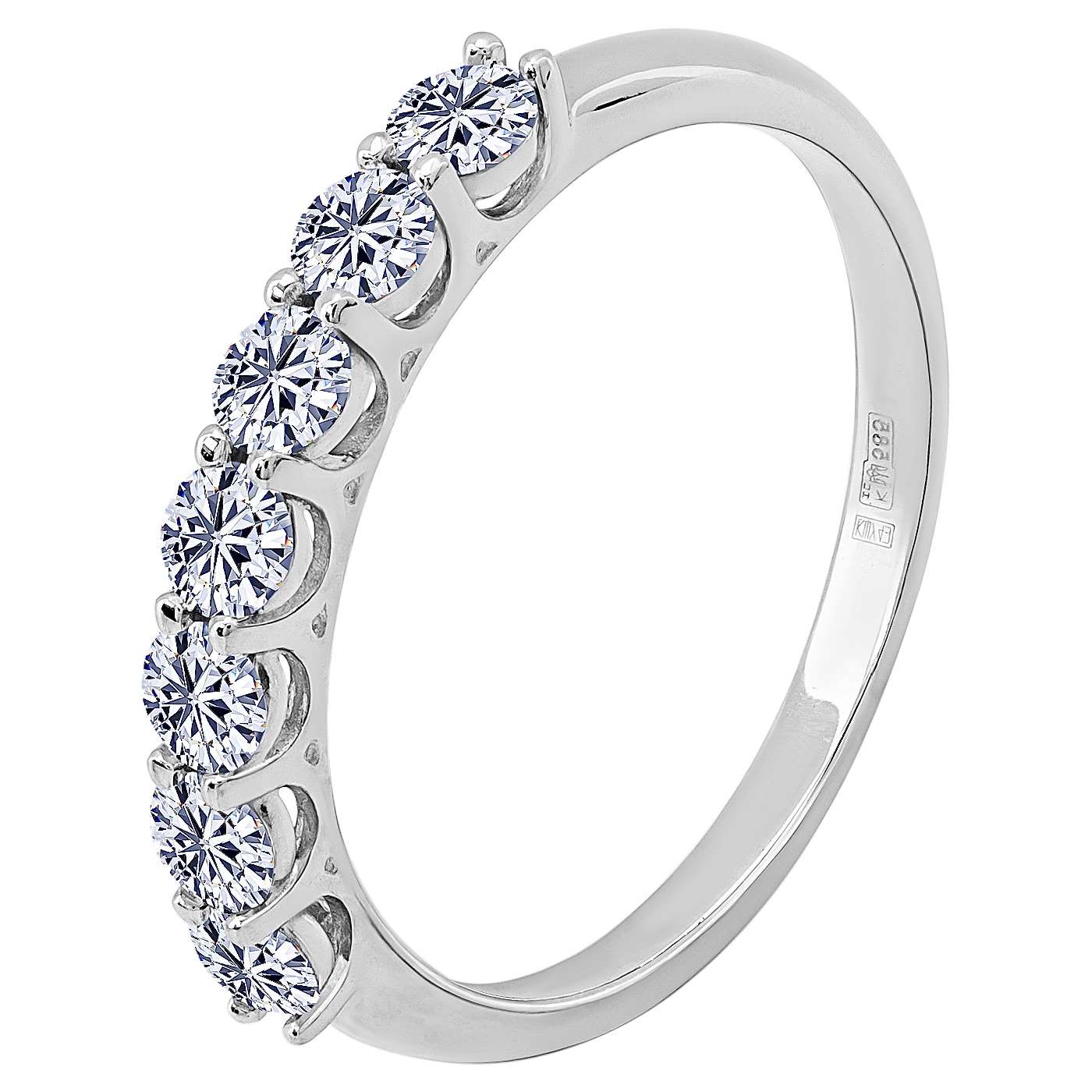 картинка Каблучка з доріжкою діамантів із білого золота, 10499815
