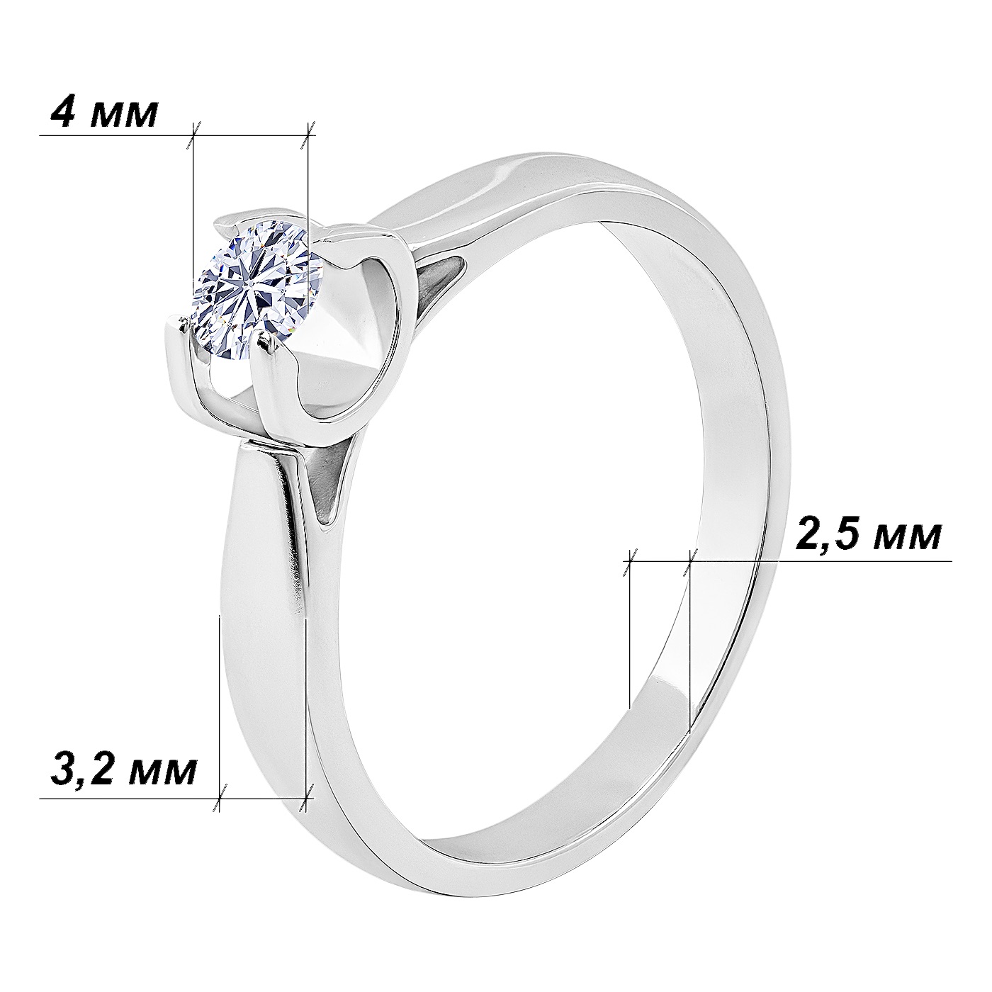 картинка Кольцо с бриллиантом из белого золота, 10494359