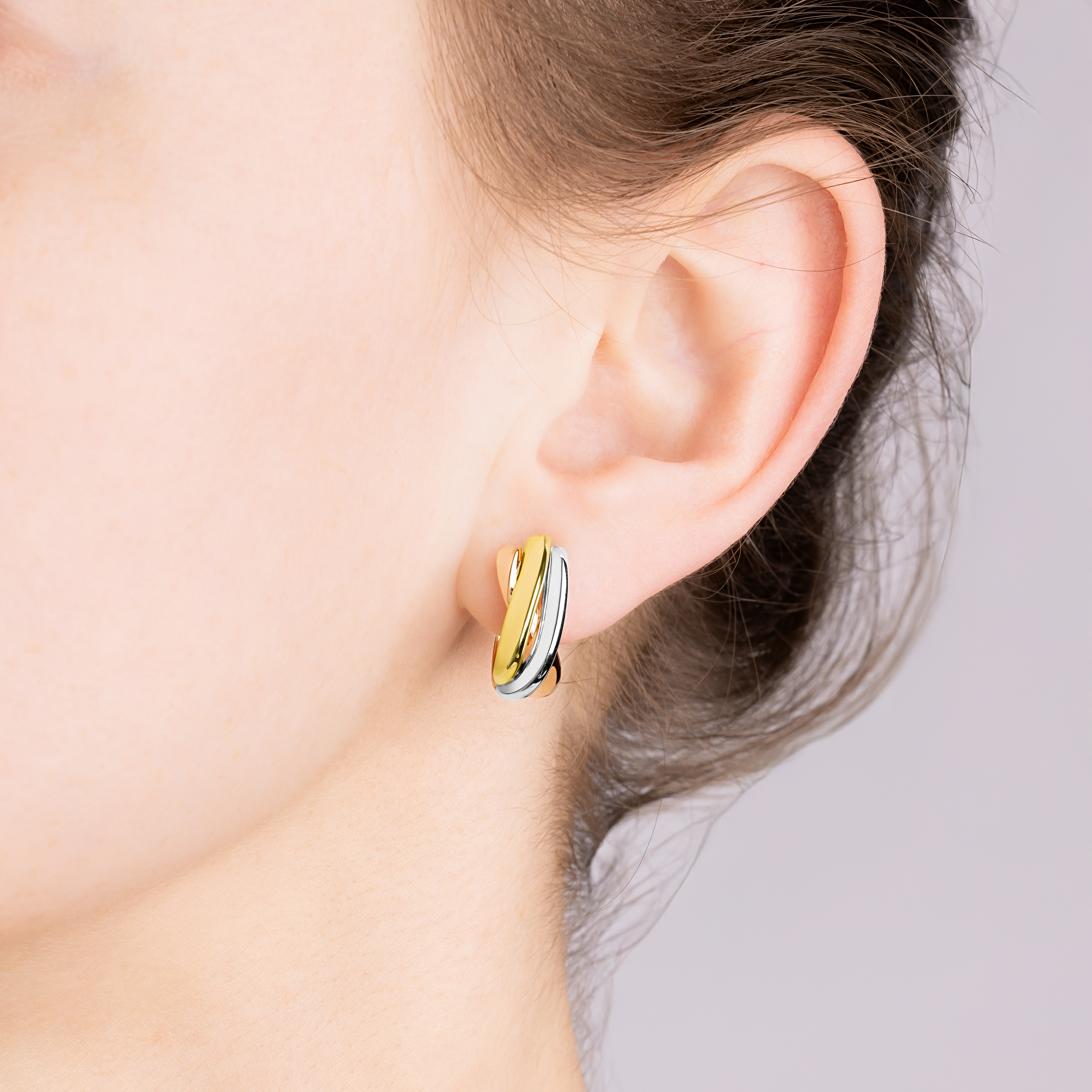 картинка Сережки "Трініті" з комбінованого золота, 10494106