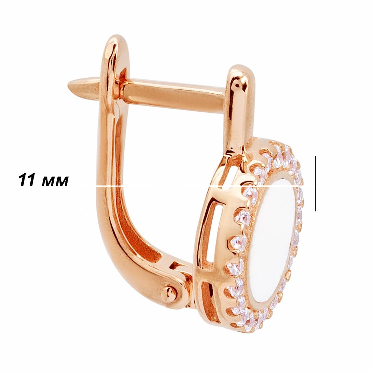 картинка Серьги с белой эмалью и дорожкой фианитов, 10407360