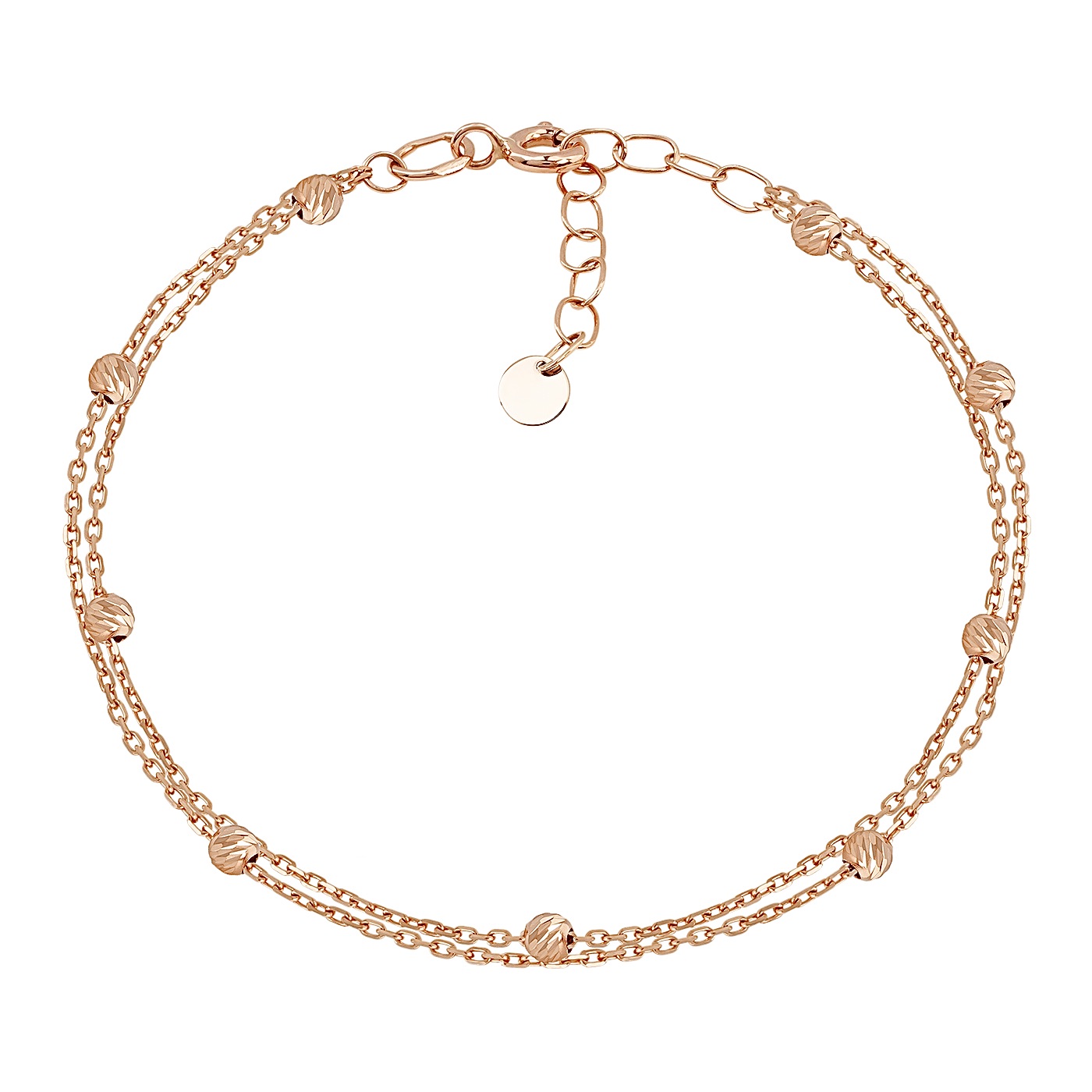 картинка Золотой двойной браслет якорного плетения с шариками, 10537105