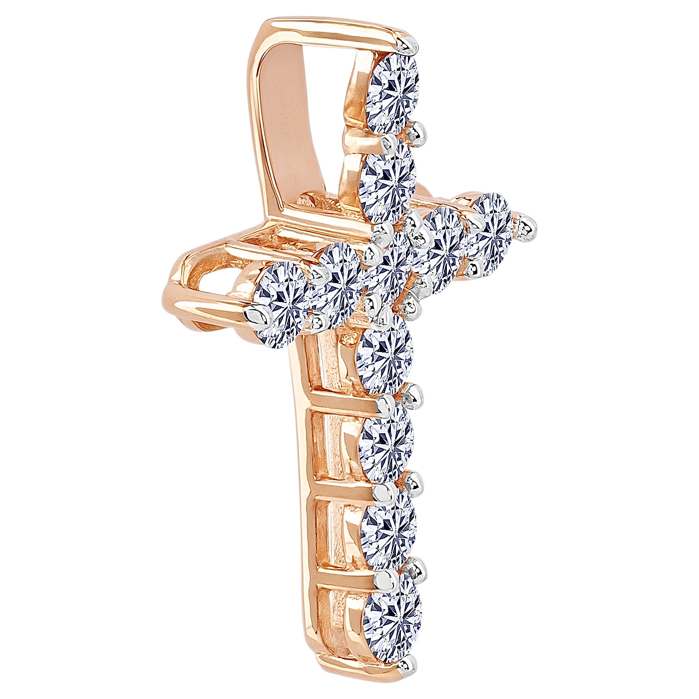 картинка Хрестик з діамантами із червоного золота, 10493479