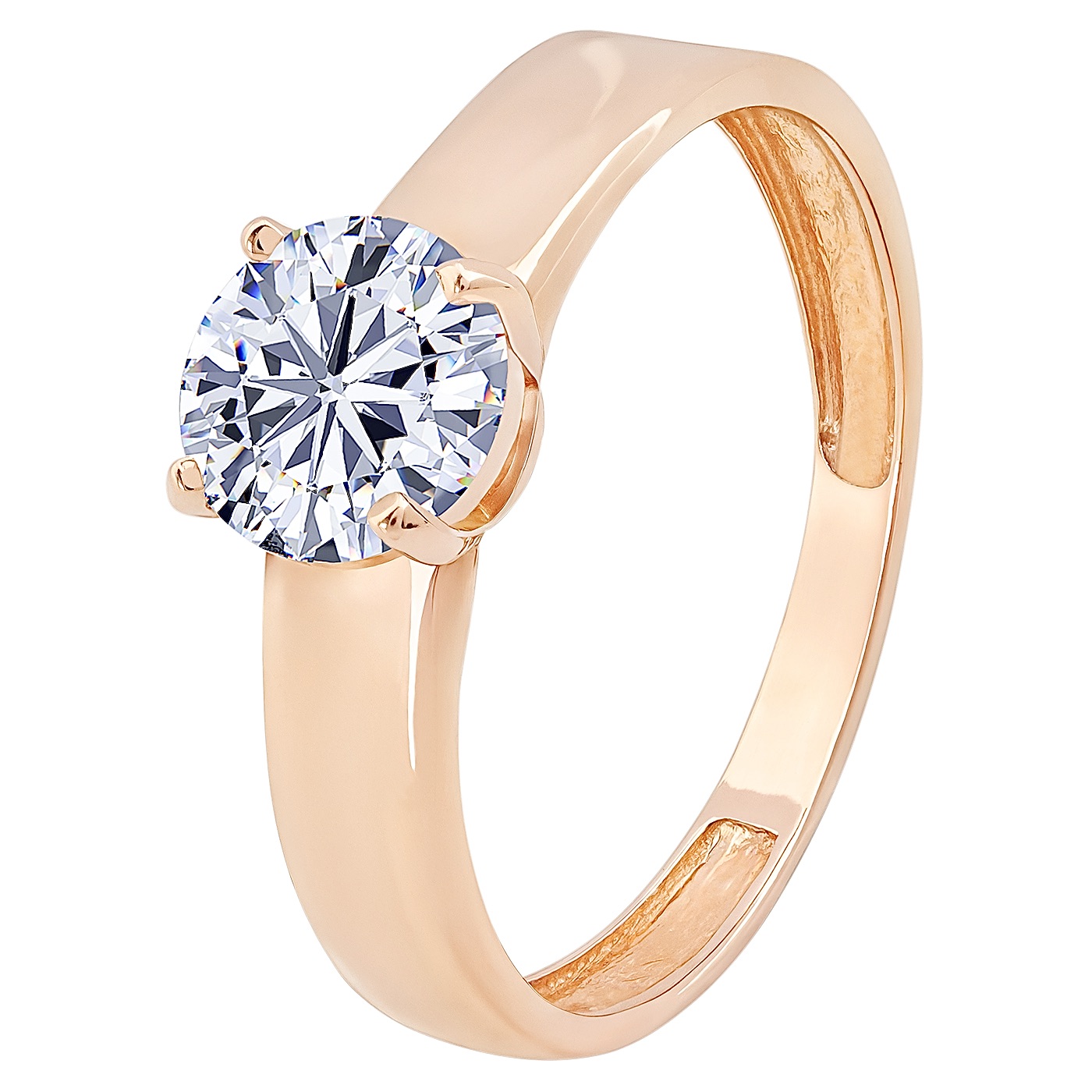 картинка Кольцо в красном золоте с фианитом, 10401739