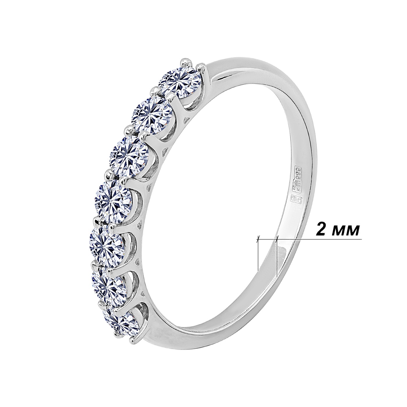 картинка Каблучка з доріжкою діамантів із білого золота, 10499815