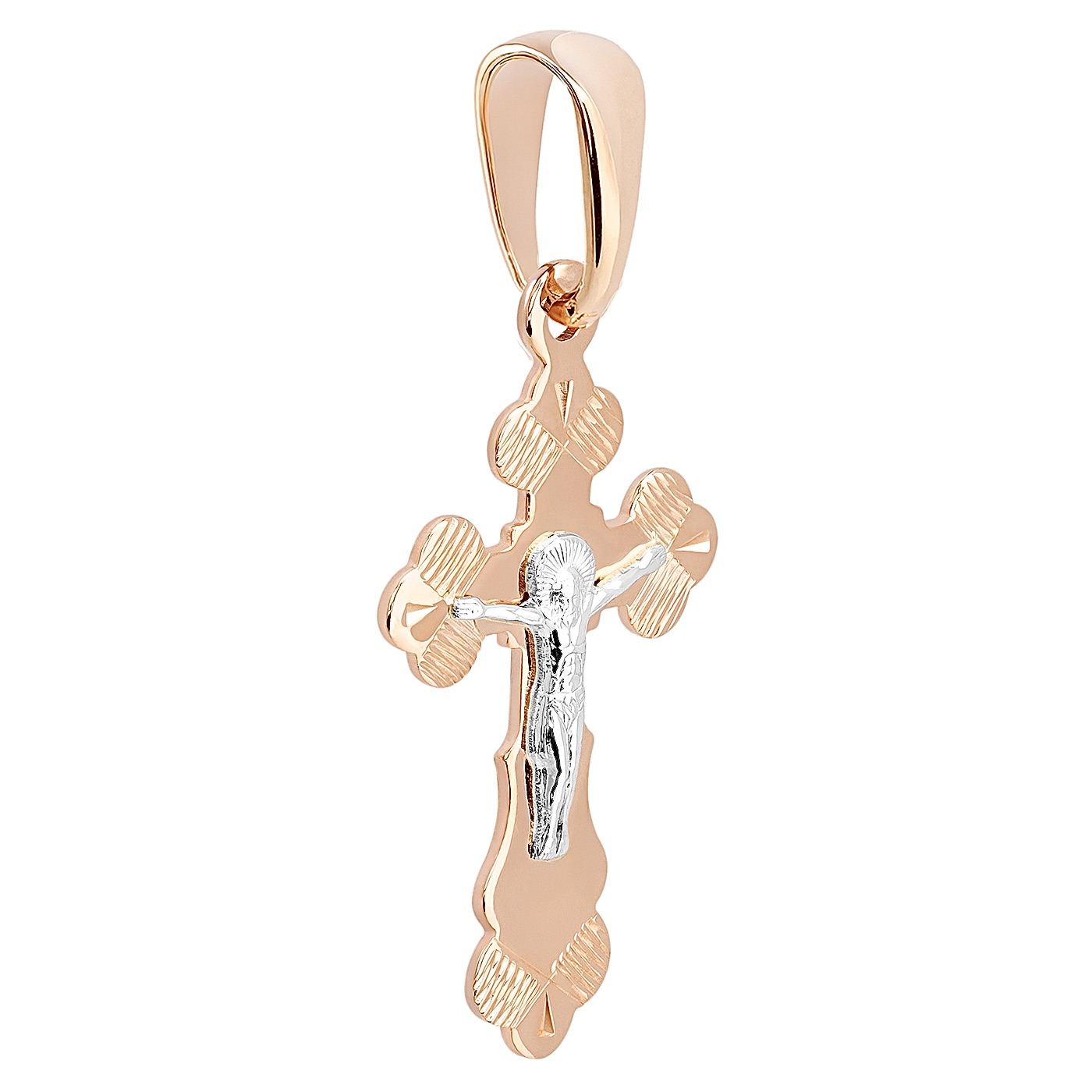 картинка Крестик из комбинированного золота с алмазной гранью, 10144988