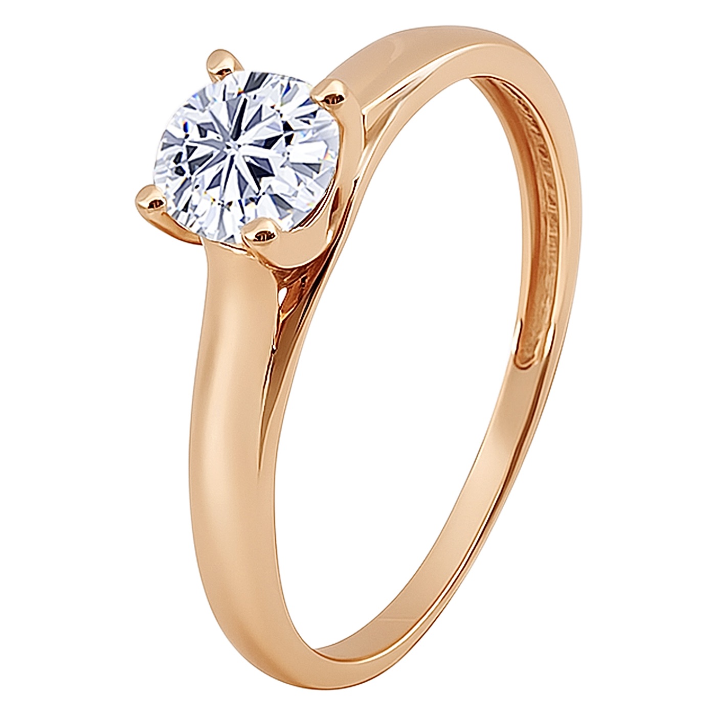 картинка Кольцо с фианитом из красного золота, 10417546