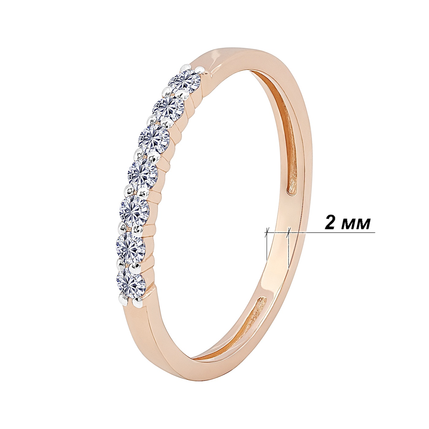 картинка Каблучка з доріжкою діамантів із червоного золота, 10410671