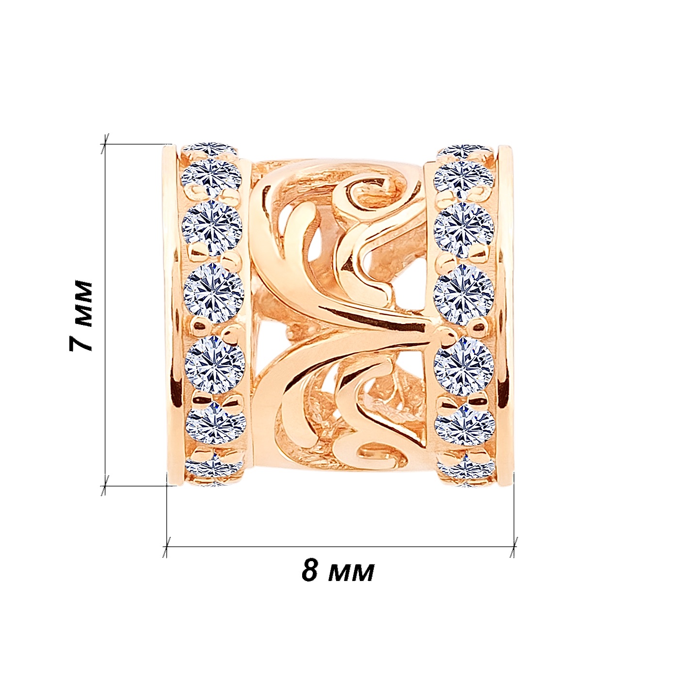 картинка Подвеска шарм из красного золота с фианитами, 10176261