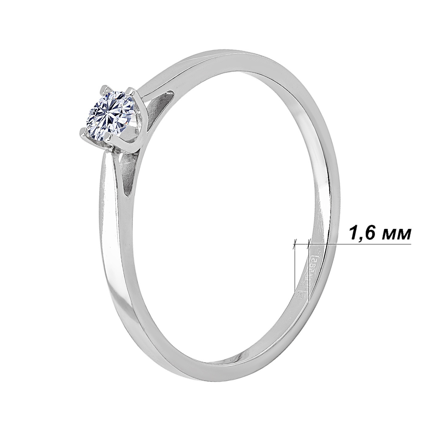 картинка Каблучка в білому золоті з діамантом, 10489013
