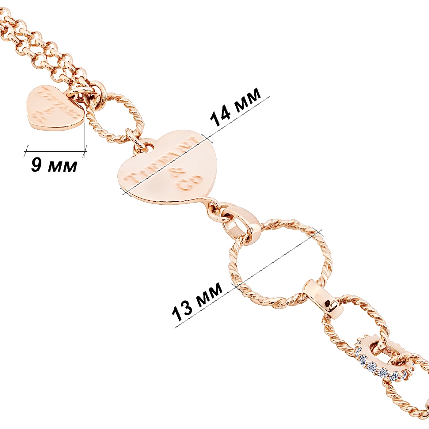 картинка Браслет "Серце" из красного золота фантазийного плетения, 10506415