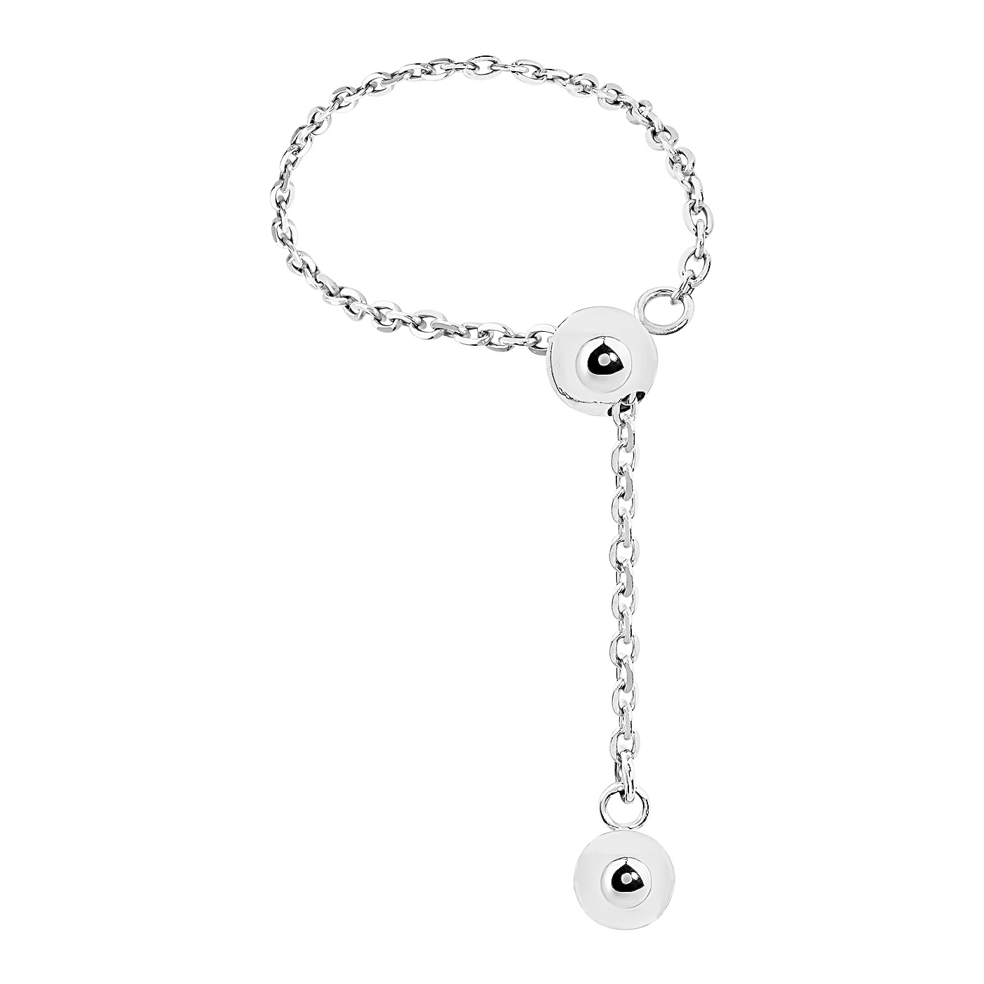 картинка Каблучка-ланцюжок з кульками із білого золота, 10524048