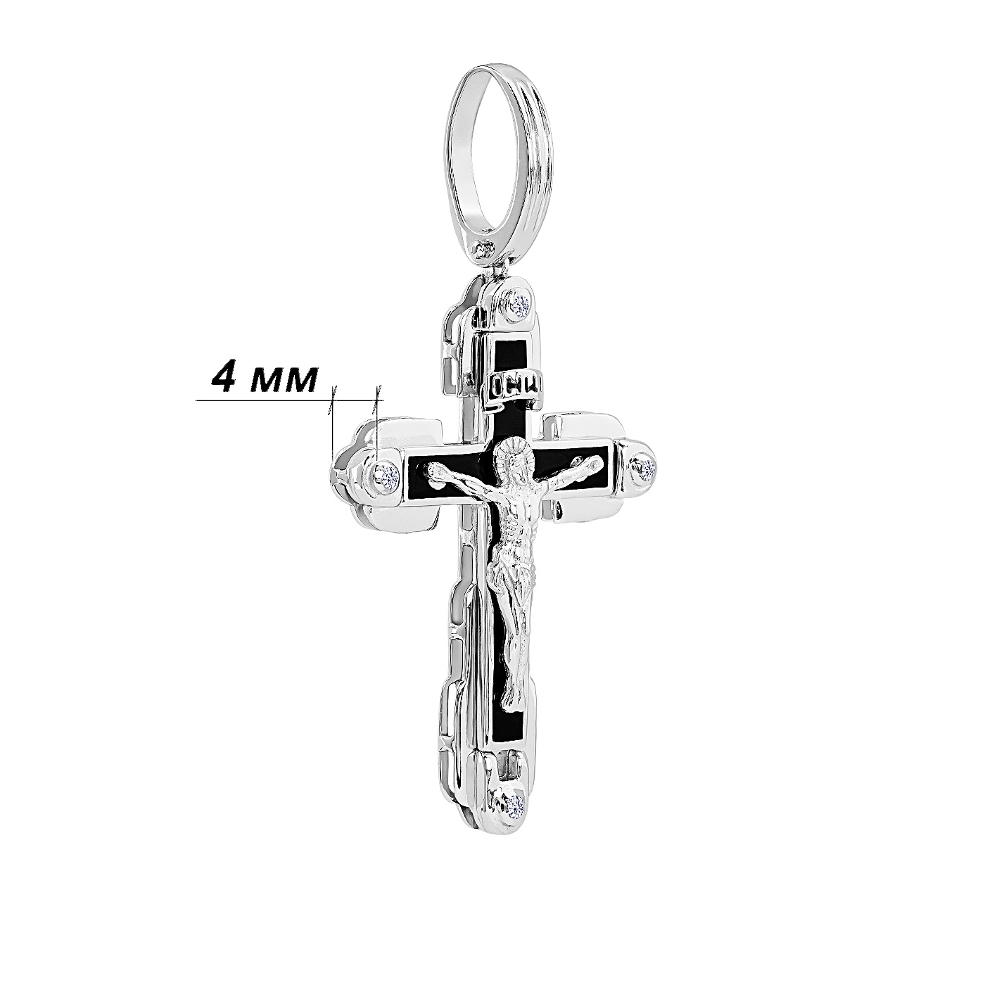 картинка Хрест із білого золота з чорною емаллю, 10223858