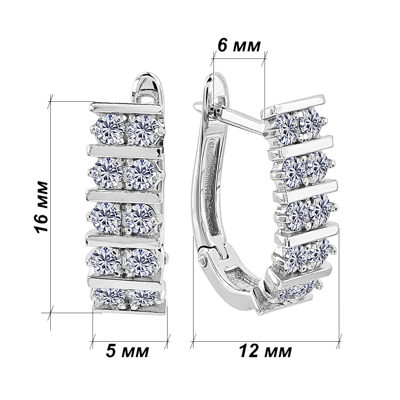 картинка Серьги с дорожкой бриллиантов из белого золота, 10516953