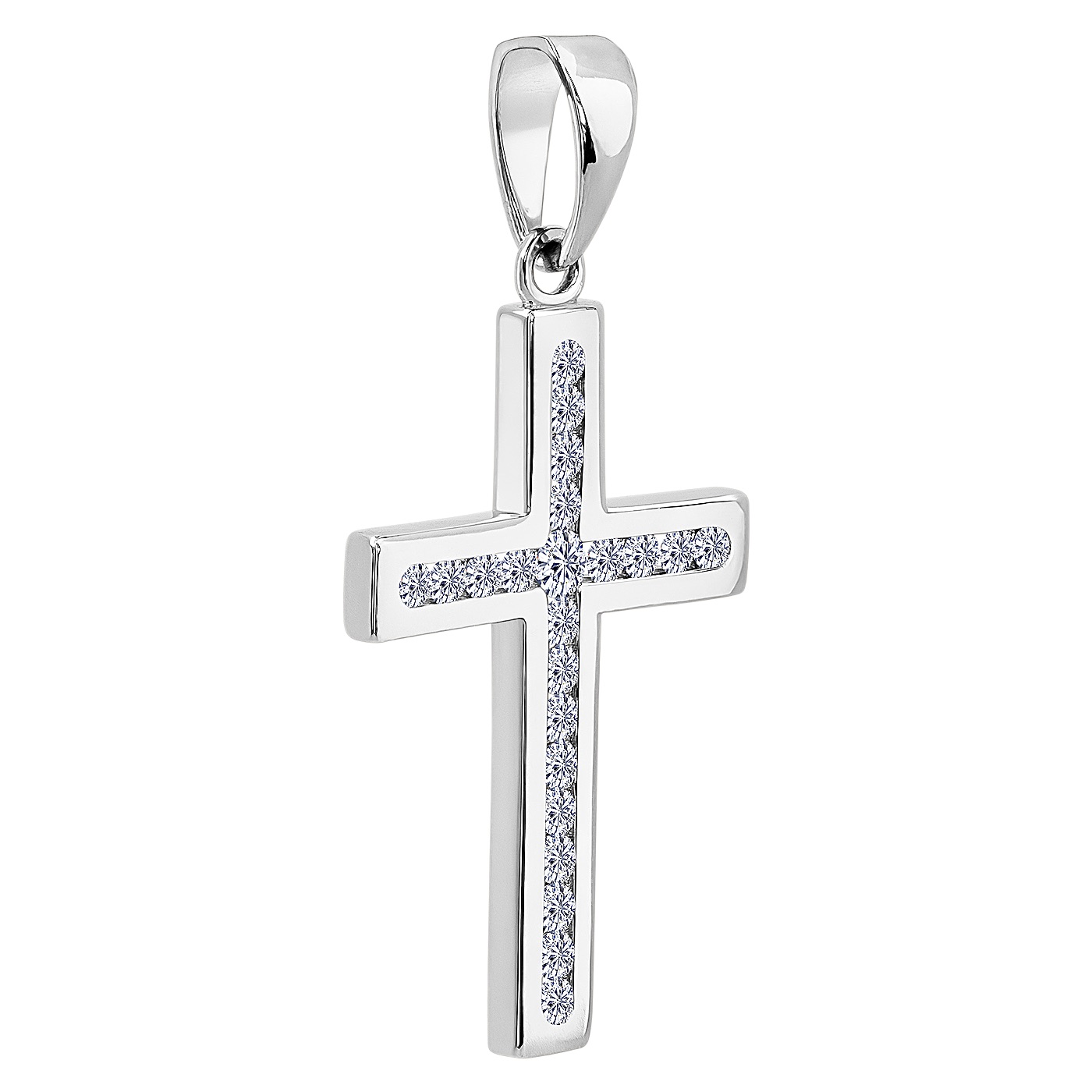 картинка Хрестик із білого золота з діамантами, 10498660