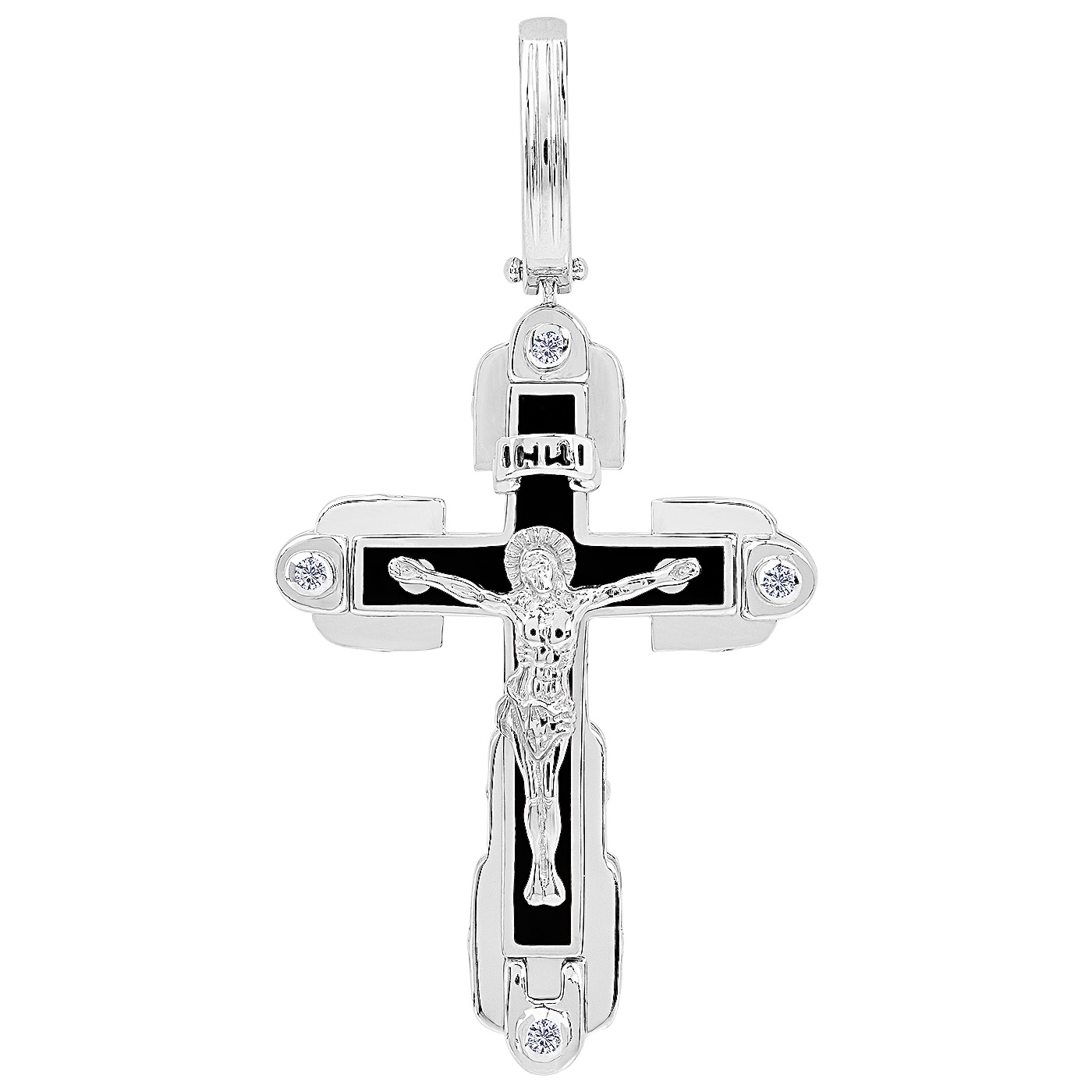 картинка Хрест із білого золота з чорною емаллю, 10223858