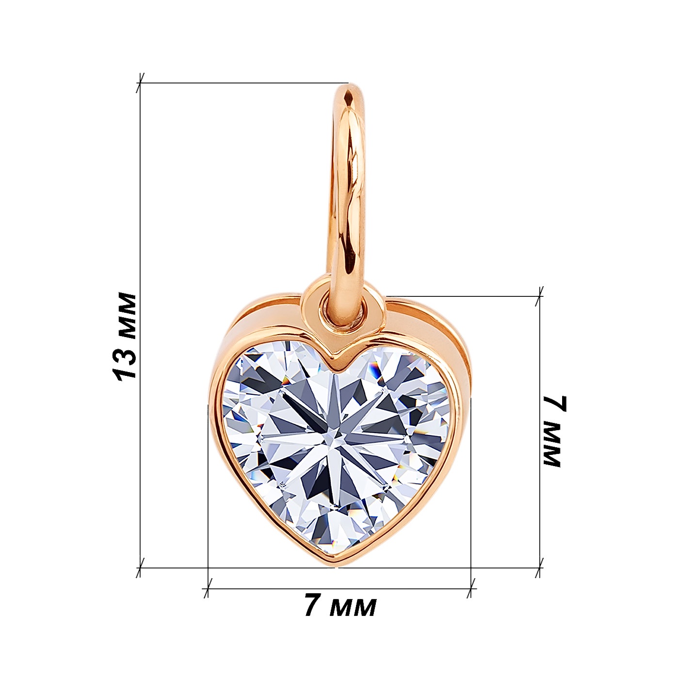 картинка Подвес "Сердце" из красного золота с фианитом, 10410264