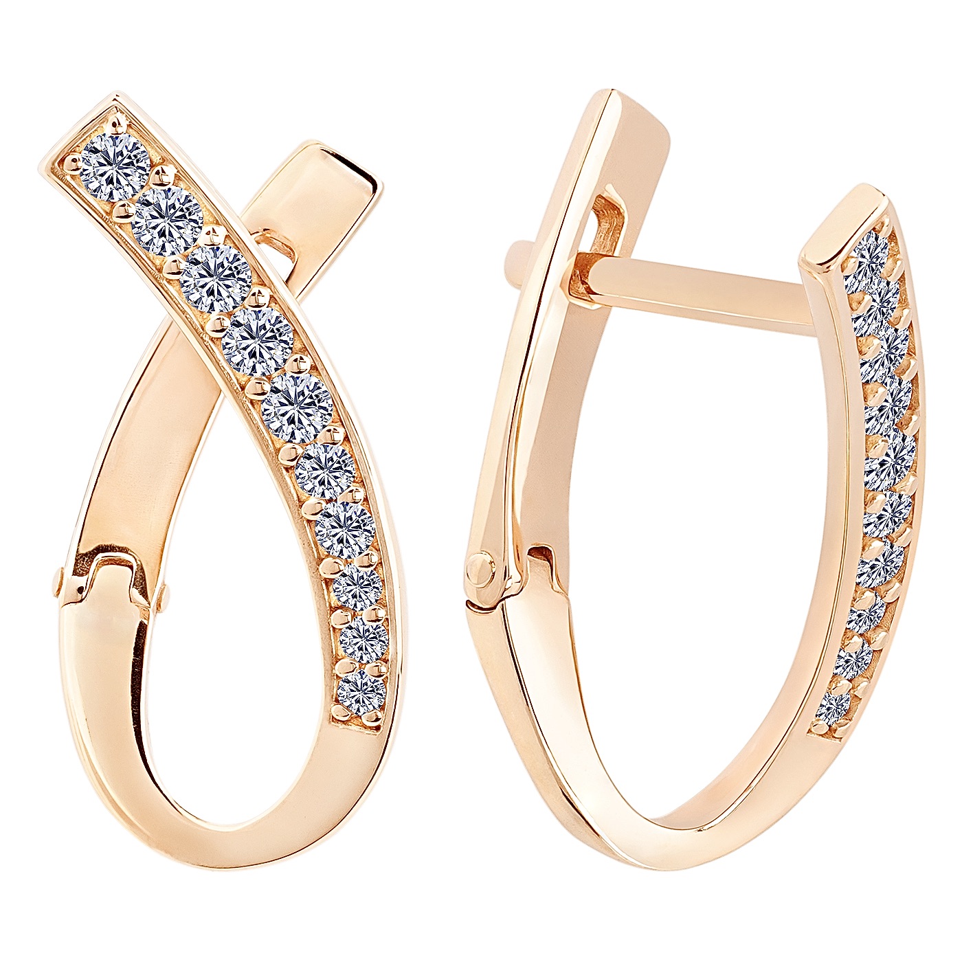 картинка Серьги из красного золота с фианитами, 10196919