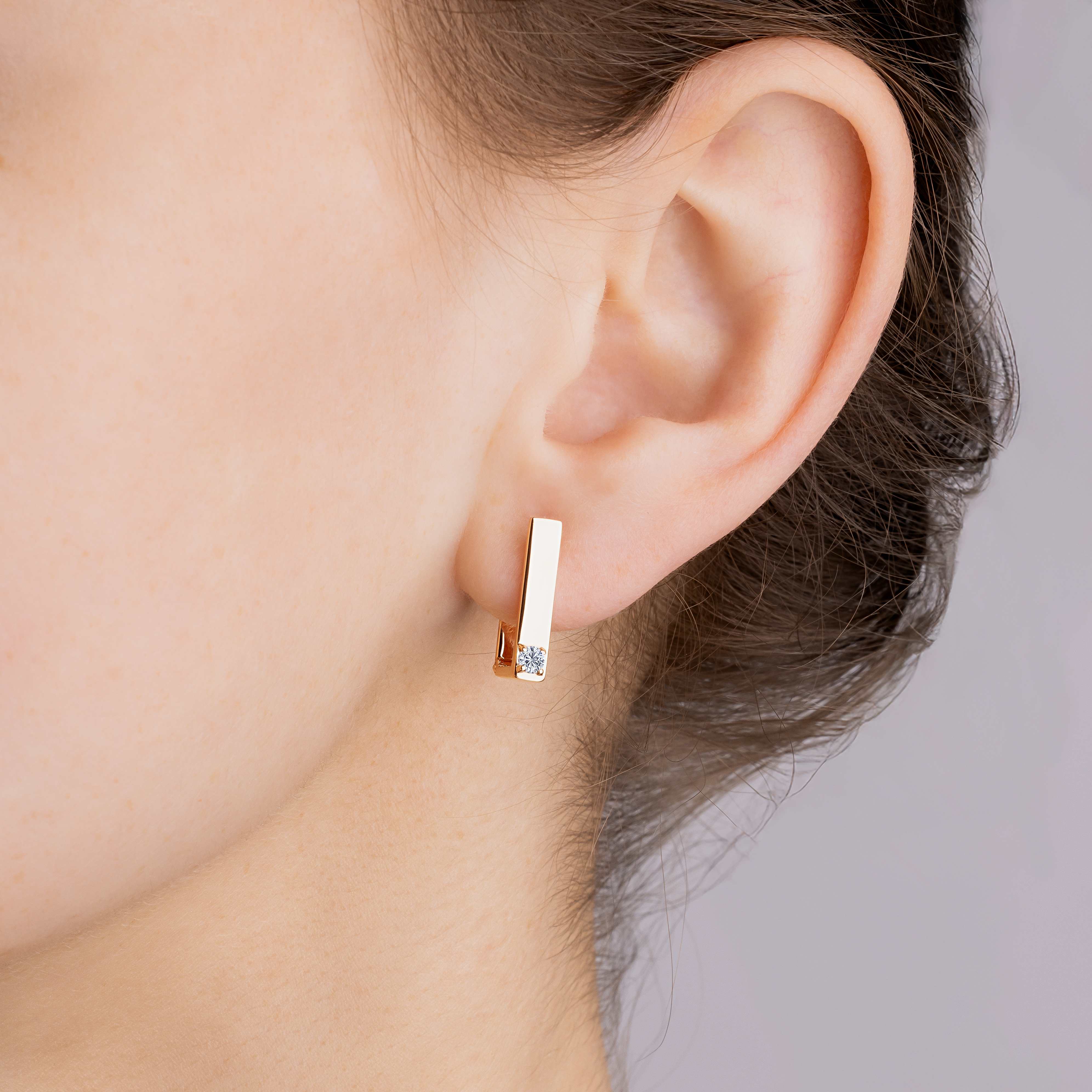 картинка Сережки із червоного золота з фіанітом, 10492269