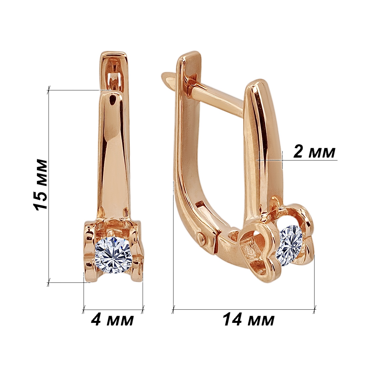 картинка Сережки "Серце" з діамантом, 10505986