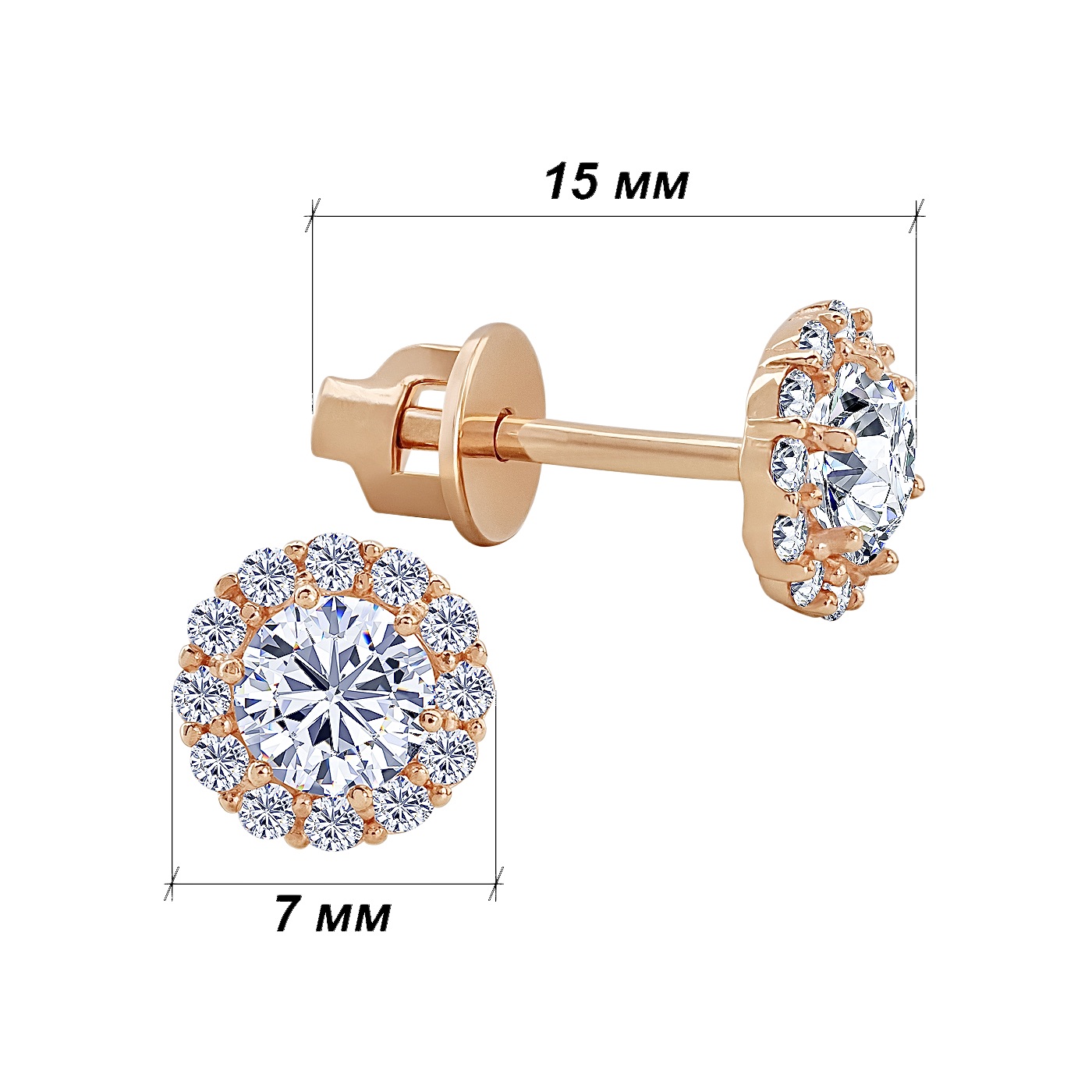 картинка Золоті сережки з фіанітами, 10505007