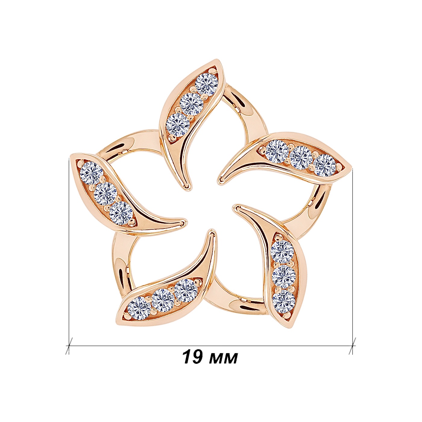 картинка Підвіс "Квітка" із червоного золота з фіанітами, 10530923