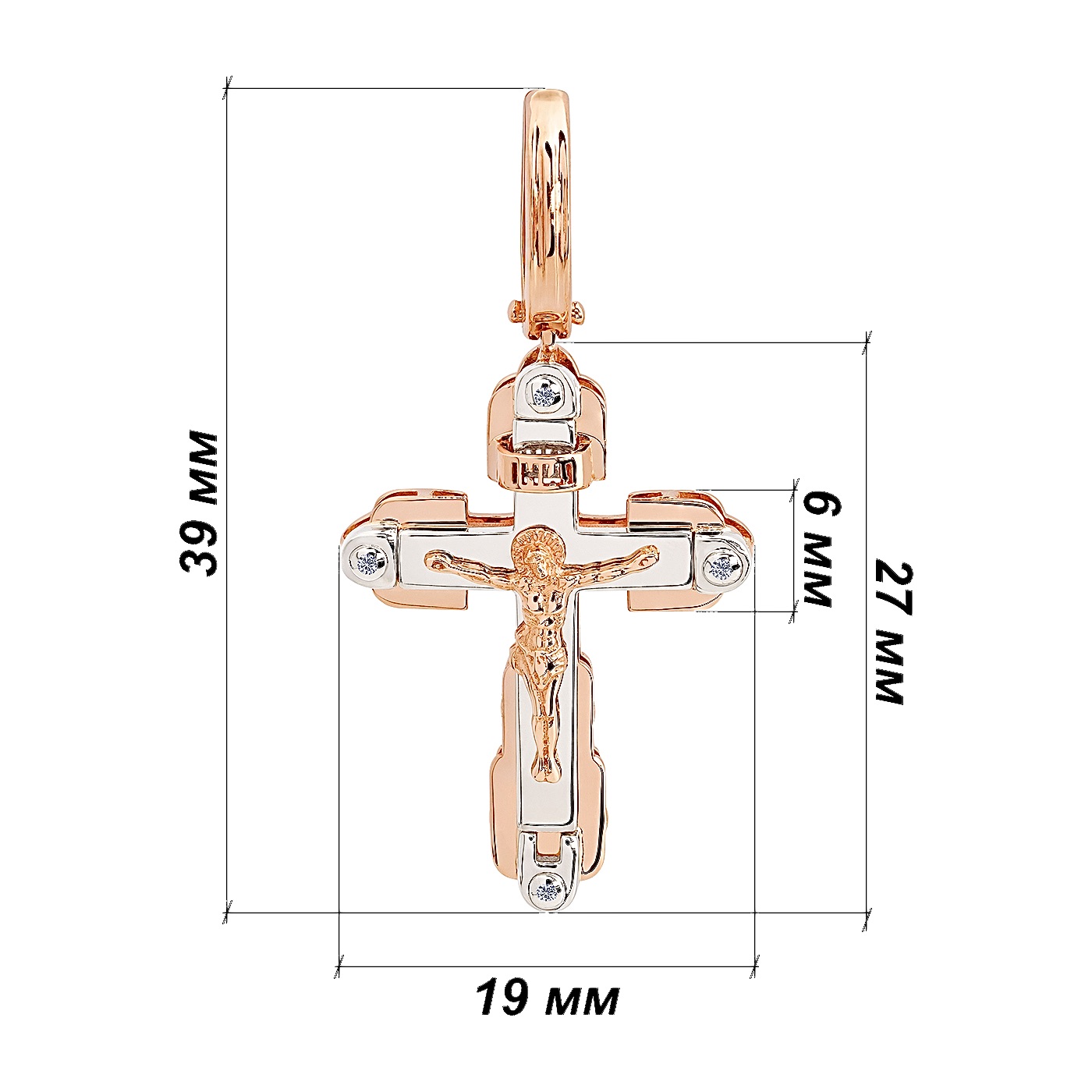 картинка Хрестик з комбінованого золота, 10523993