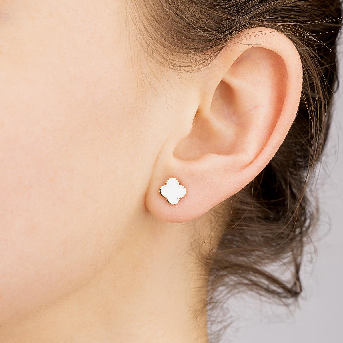 картинка Сережки пусети із червоного золота з емаллю, 10162148