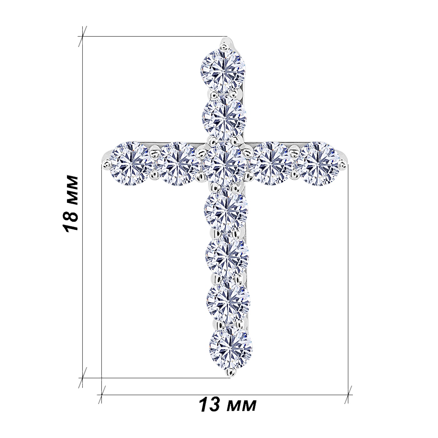картинка Хрестик із білого золота з діамантами, 10527546