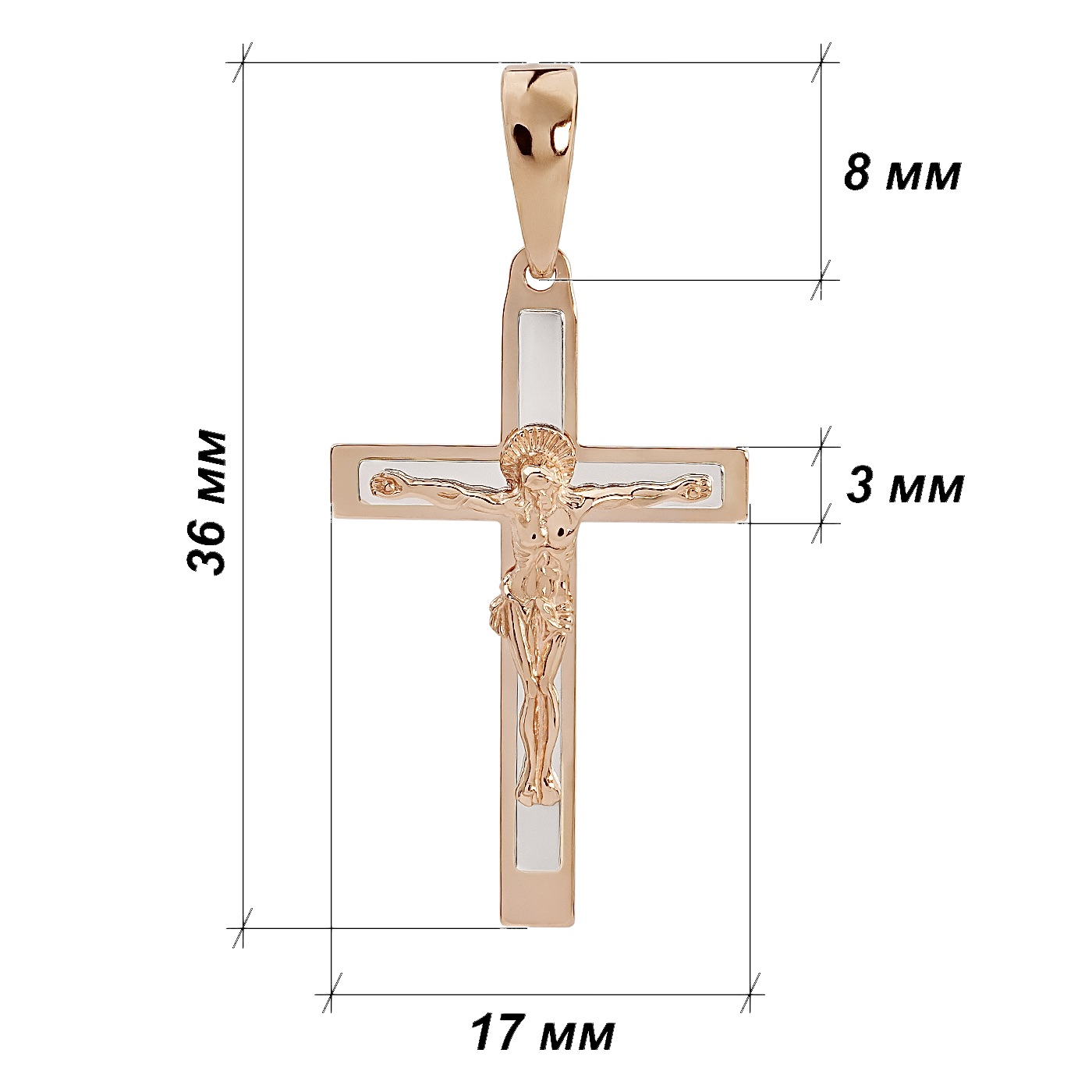 картинка Хрест з червоного і білого золота, 10283302