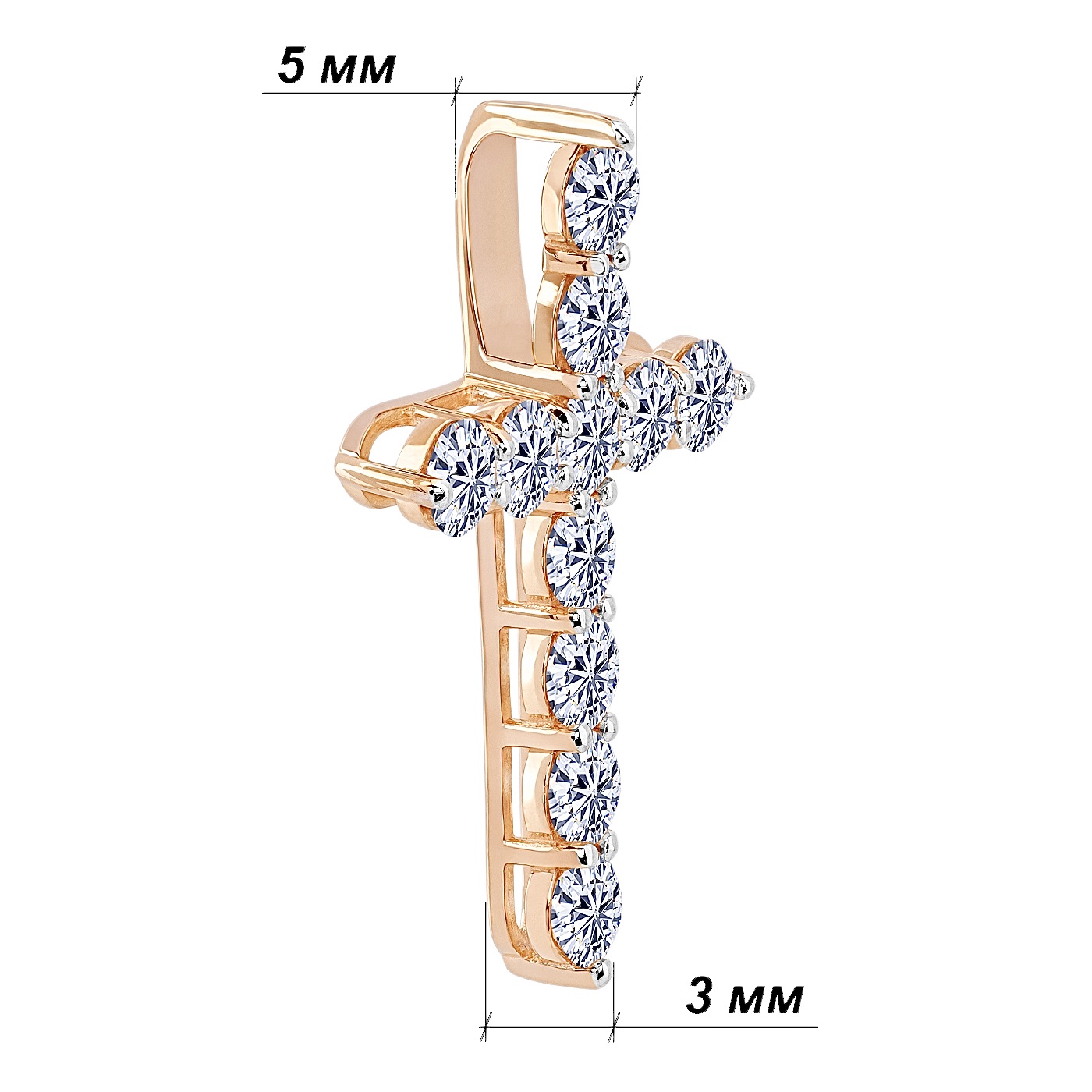 картинка Хрестик із червоного золота з діамантами, 10528668