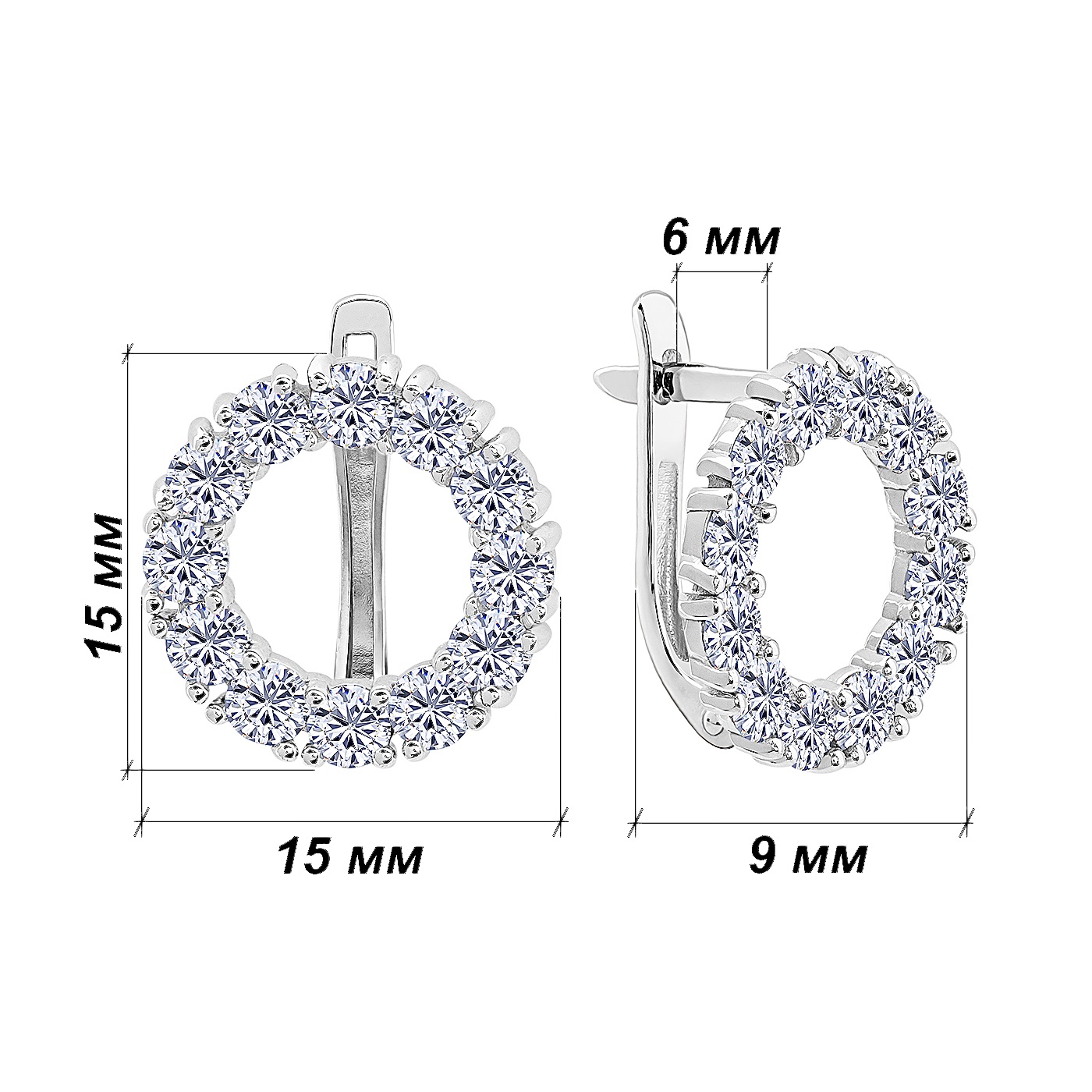 картинка Сережки з фіанітами із білого золота 585 проби, 10517844