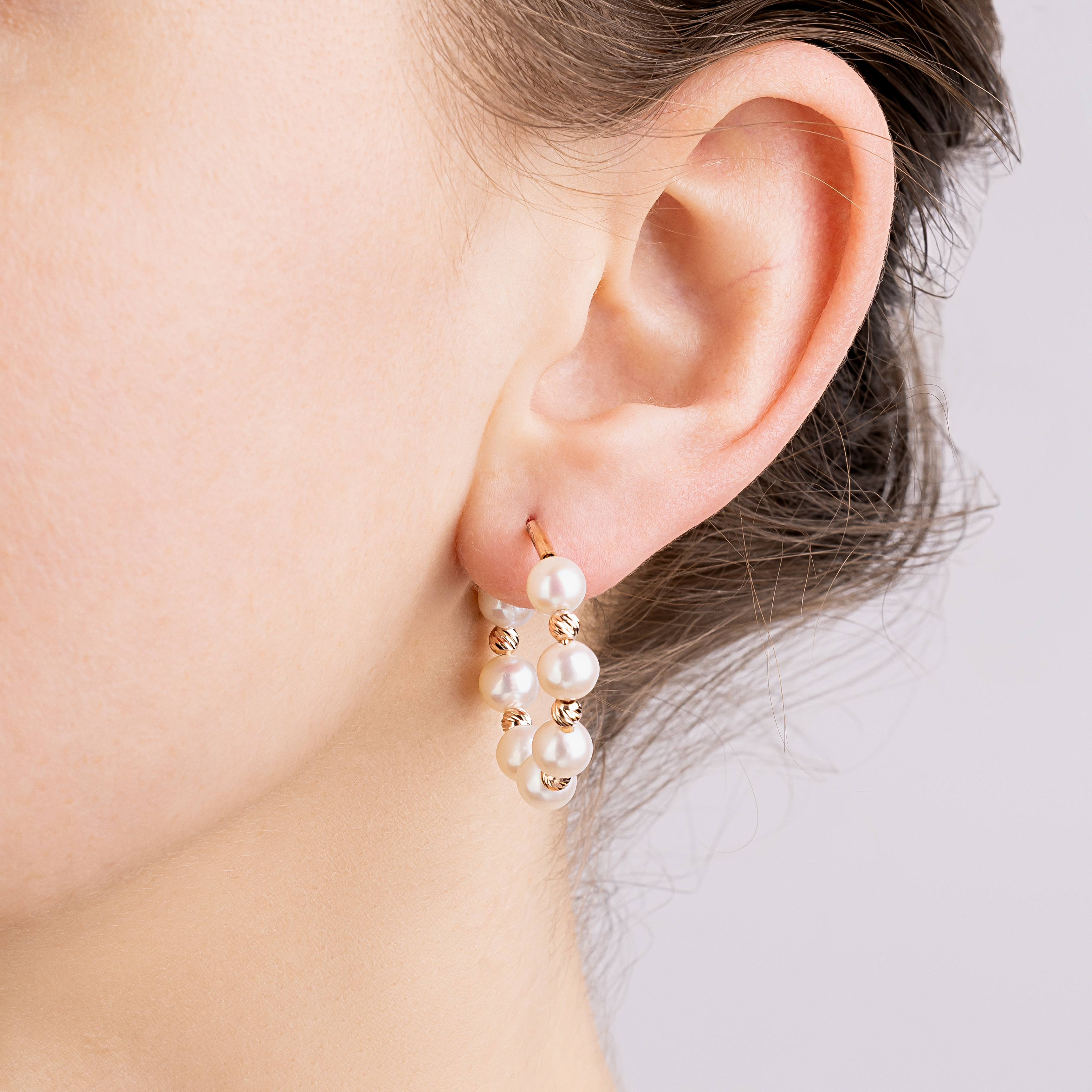 картинка Серьги конго с жемчугом из красного золота, 10530648