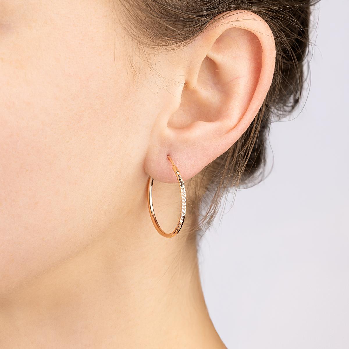 картинка Сережки конго із червоного золота з алмазною гранню, 10144537