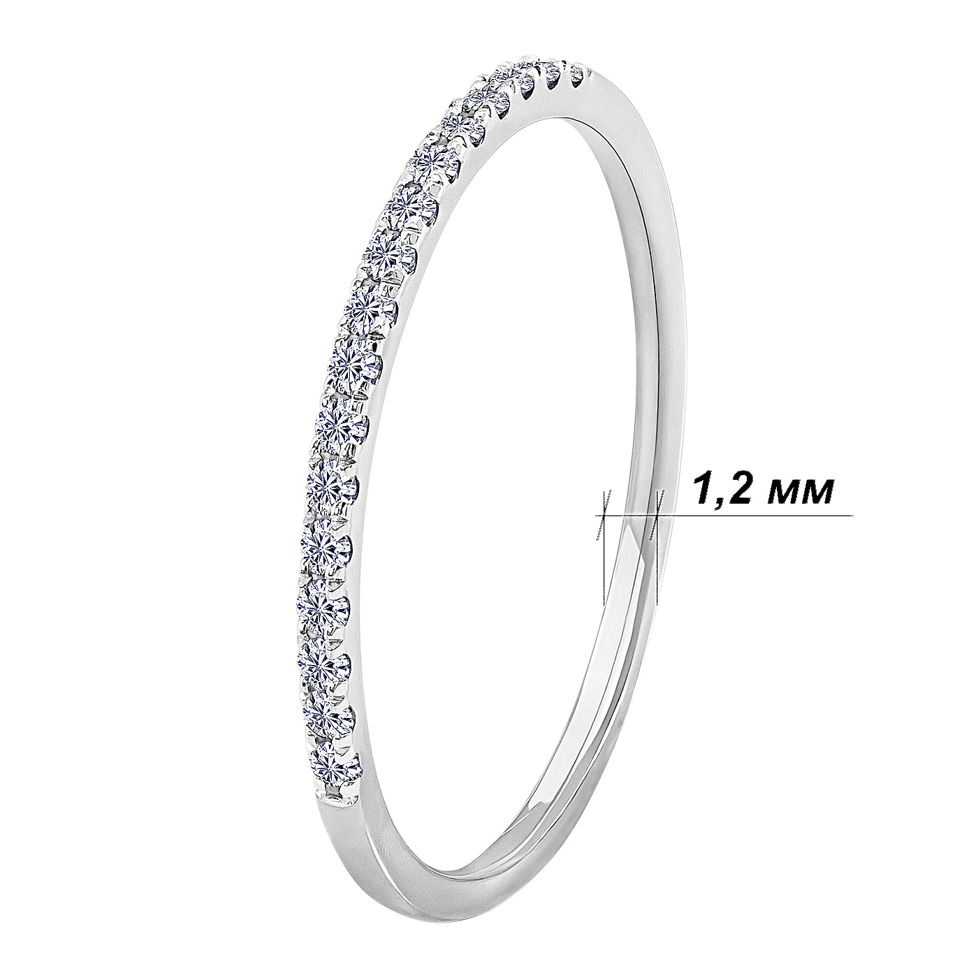картинка Каблучка з доріжкою діамантів із білого золота, 10272940