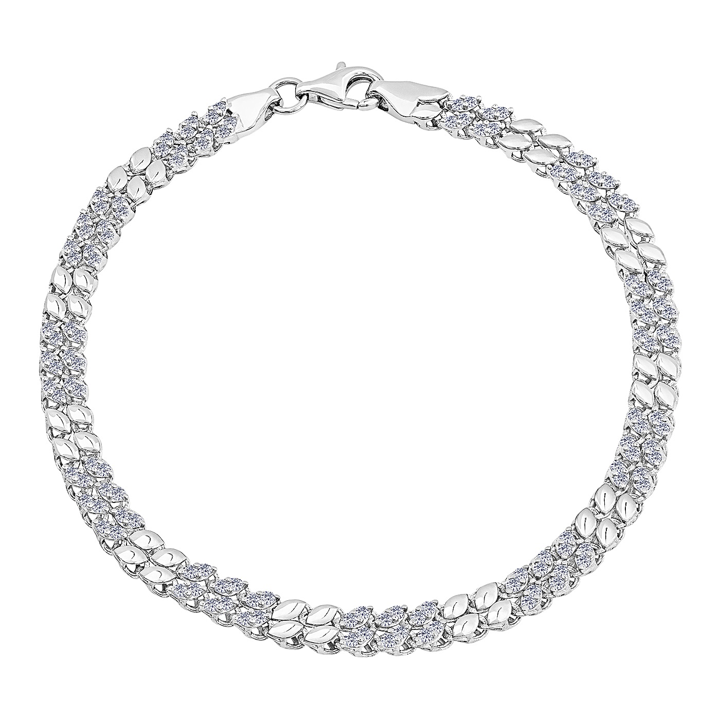 картинка Браслет из белого золота с фианитами фантазийного плетения, 10524411