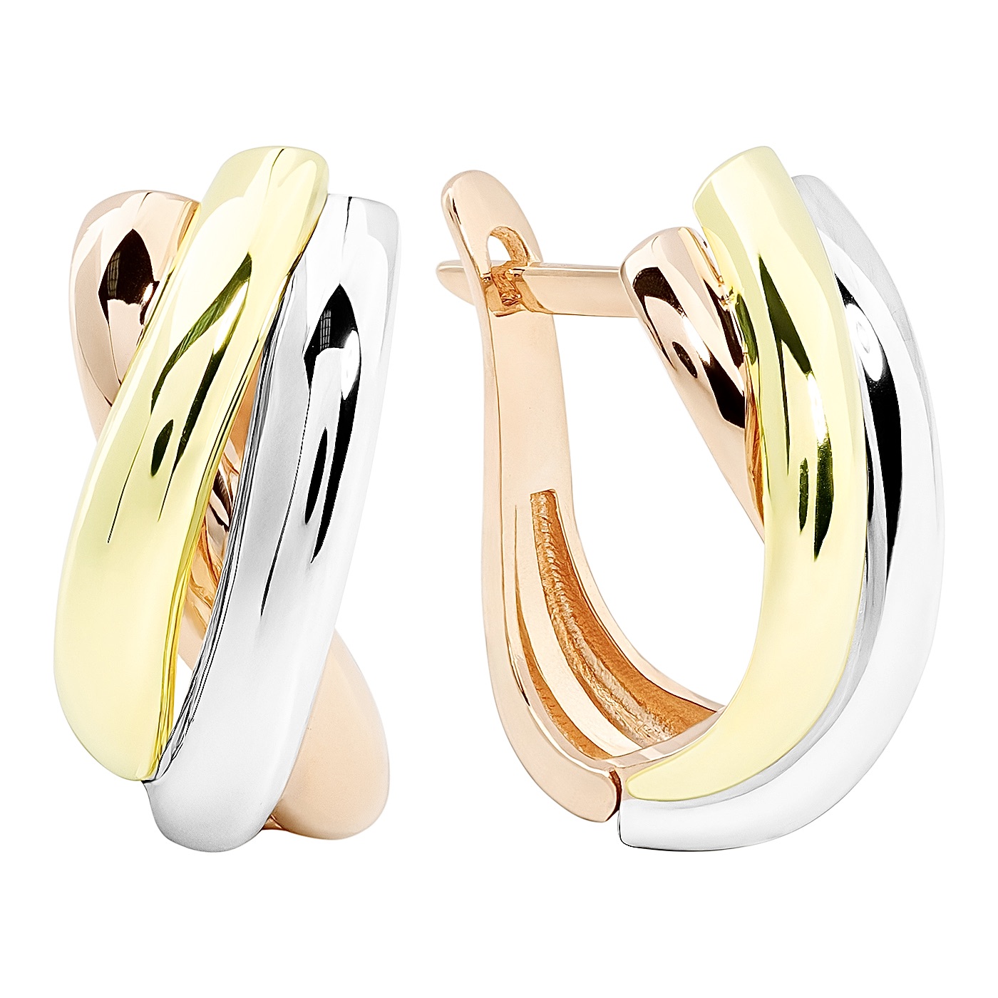 картинка Сережки "Трініті" з комбінованого золота, 10494106