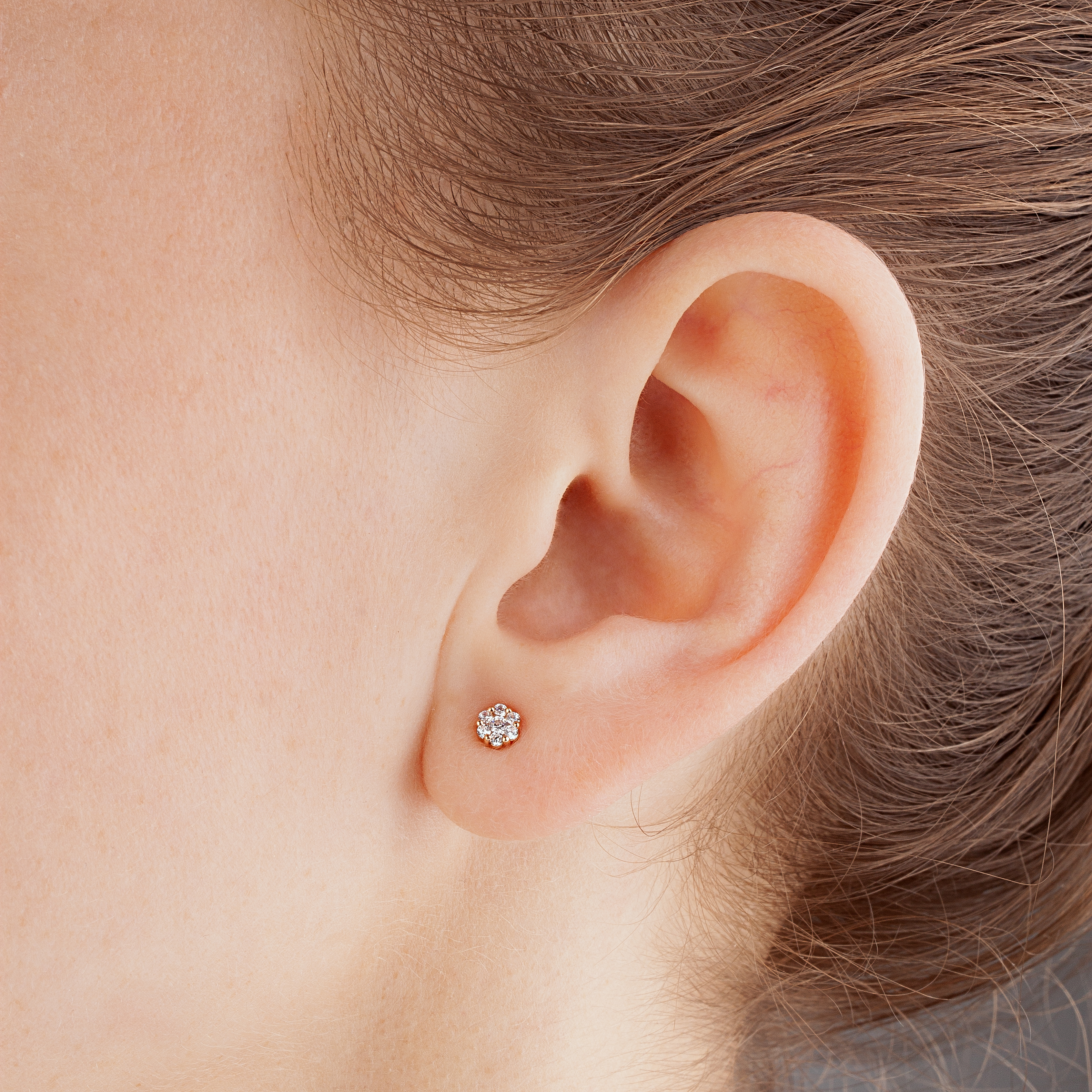 картинка Серьги-гвоздики с фианитами из красного золота, 10519670