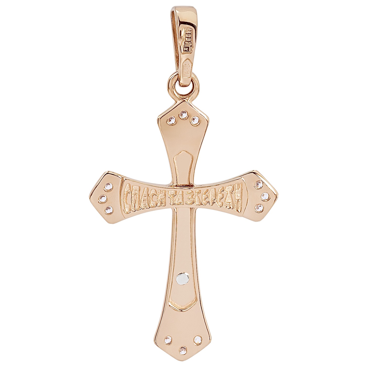 картинка Крест с эмалью и фианитами из красного золота, 10512773