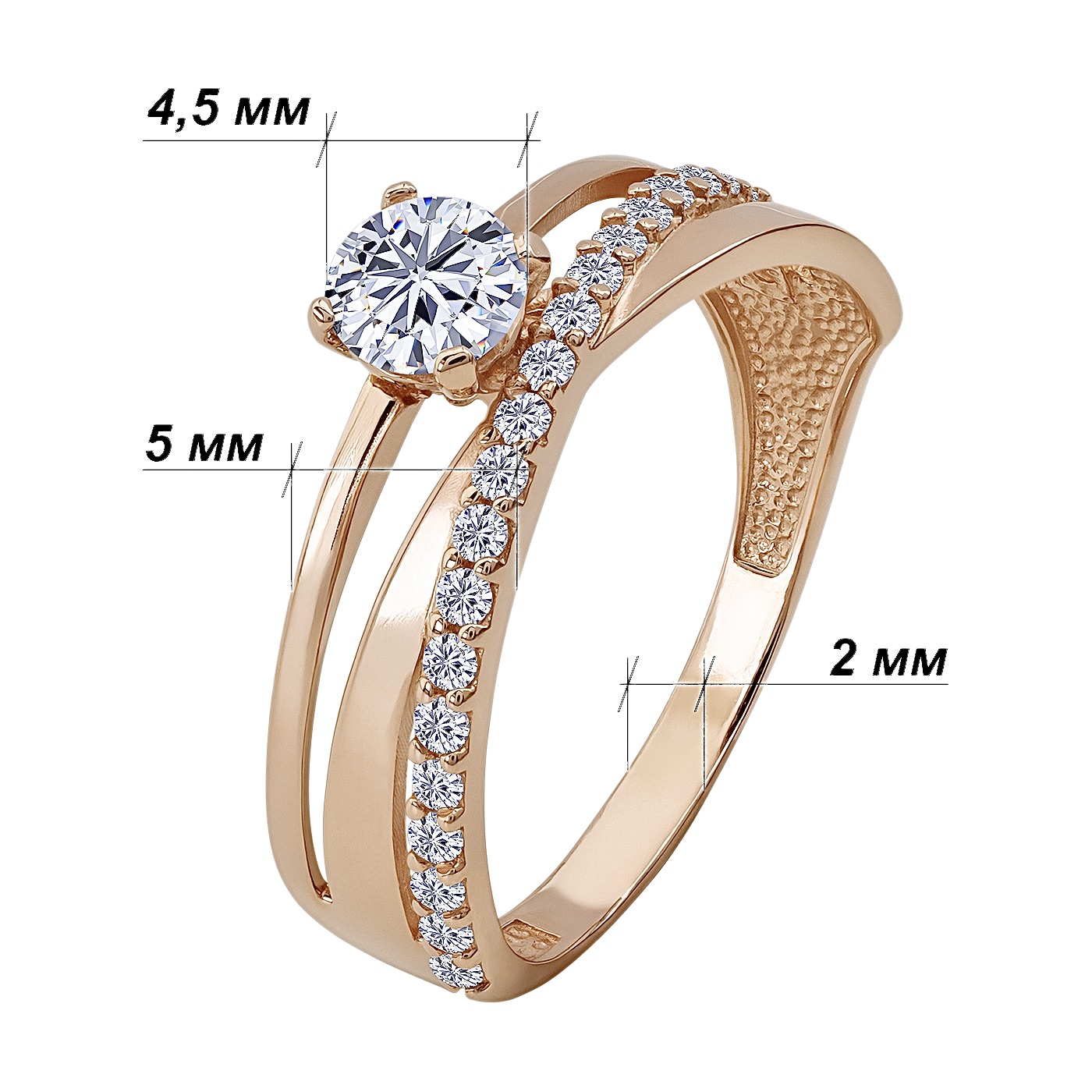 картинка Кольцо из красного золота с фианитами, 10406139