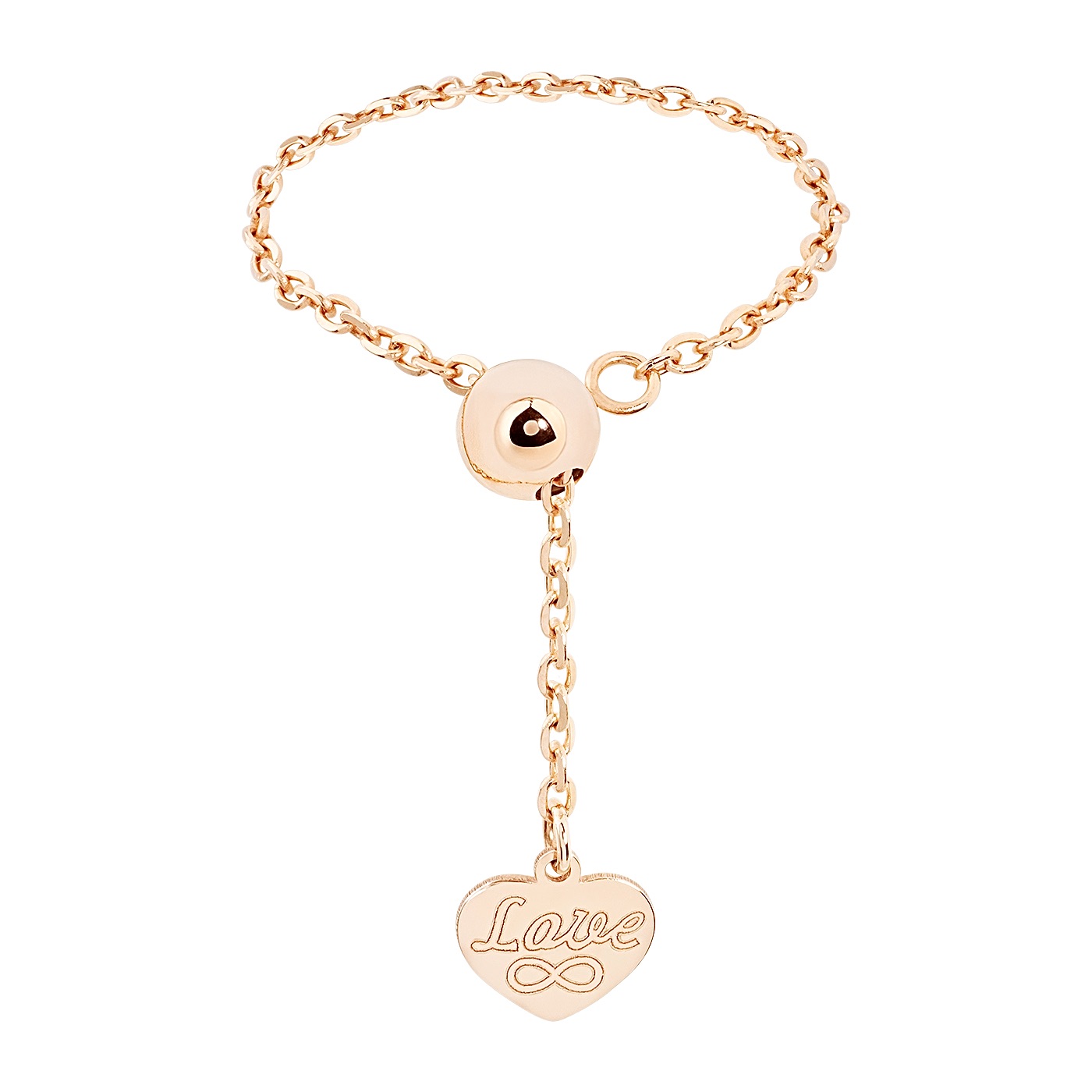 картинка Каблучка-ланцюжок "Кохання" із червоного золота, 10520198