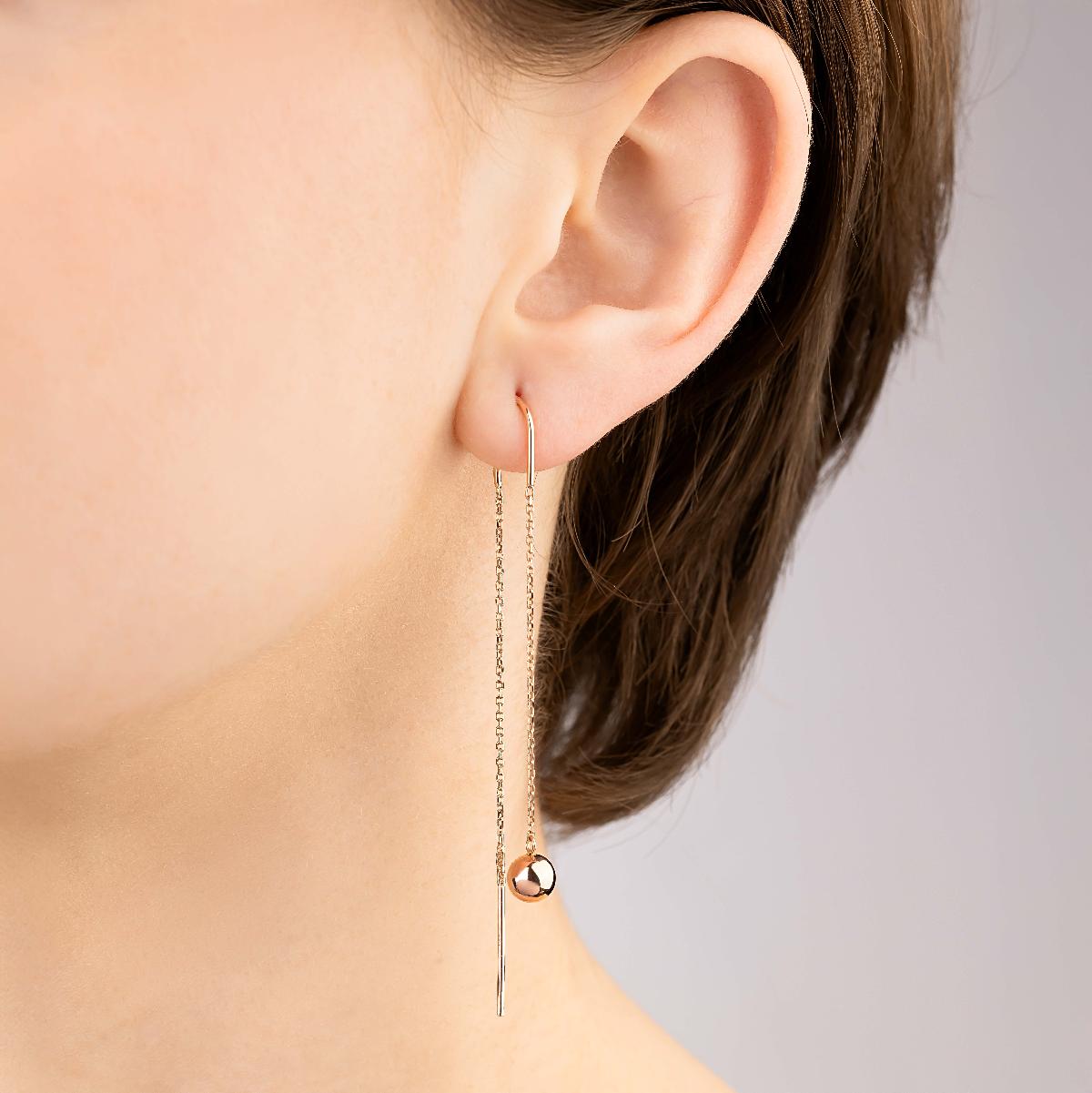 картинка Золотые серьги протяжки с шариками, 10323430