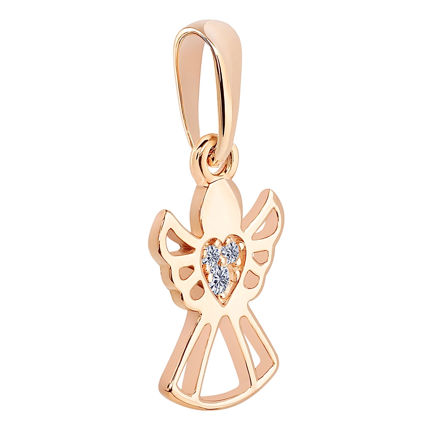 картинка Подвес "Ангел" с фианитами из красного золота, 10401123