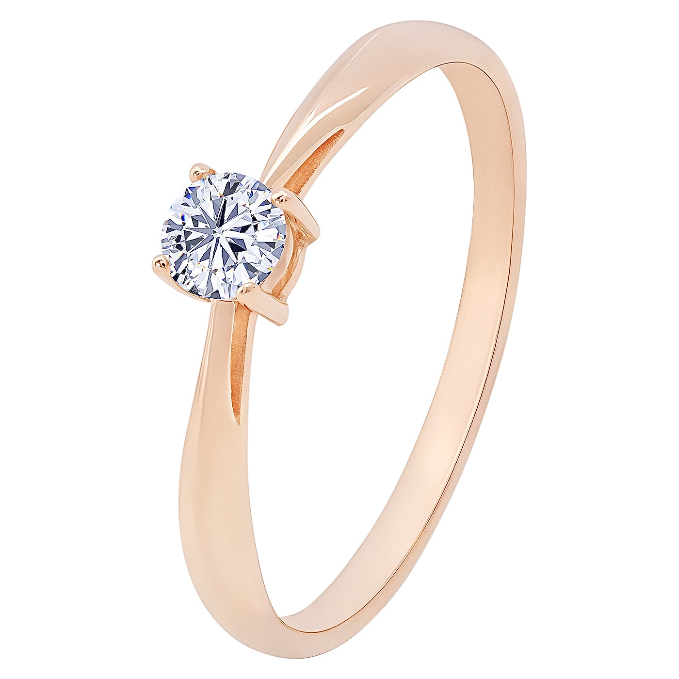 картинка Каблучка в червоному золоті з фіанітом, 10410198