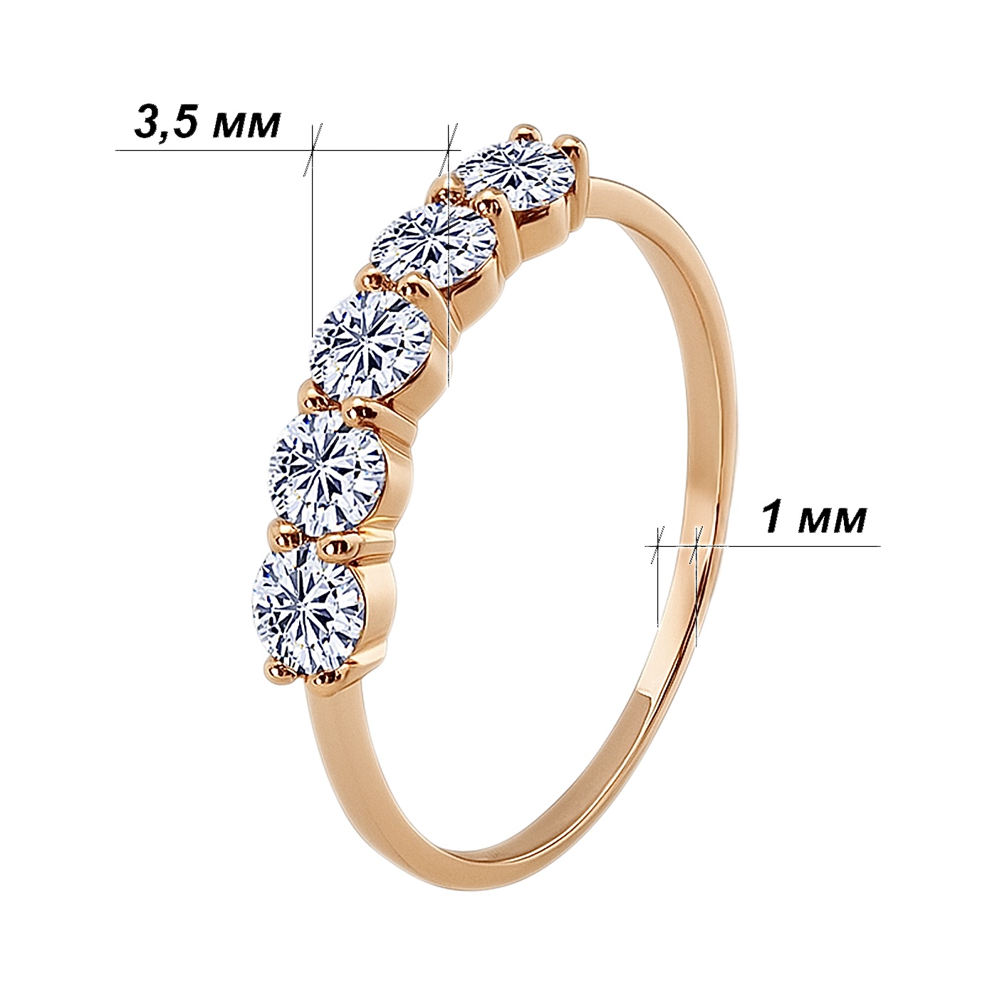 картинка Каблучка з фіанітами з червоного золота, 10496944